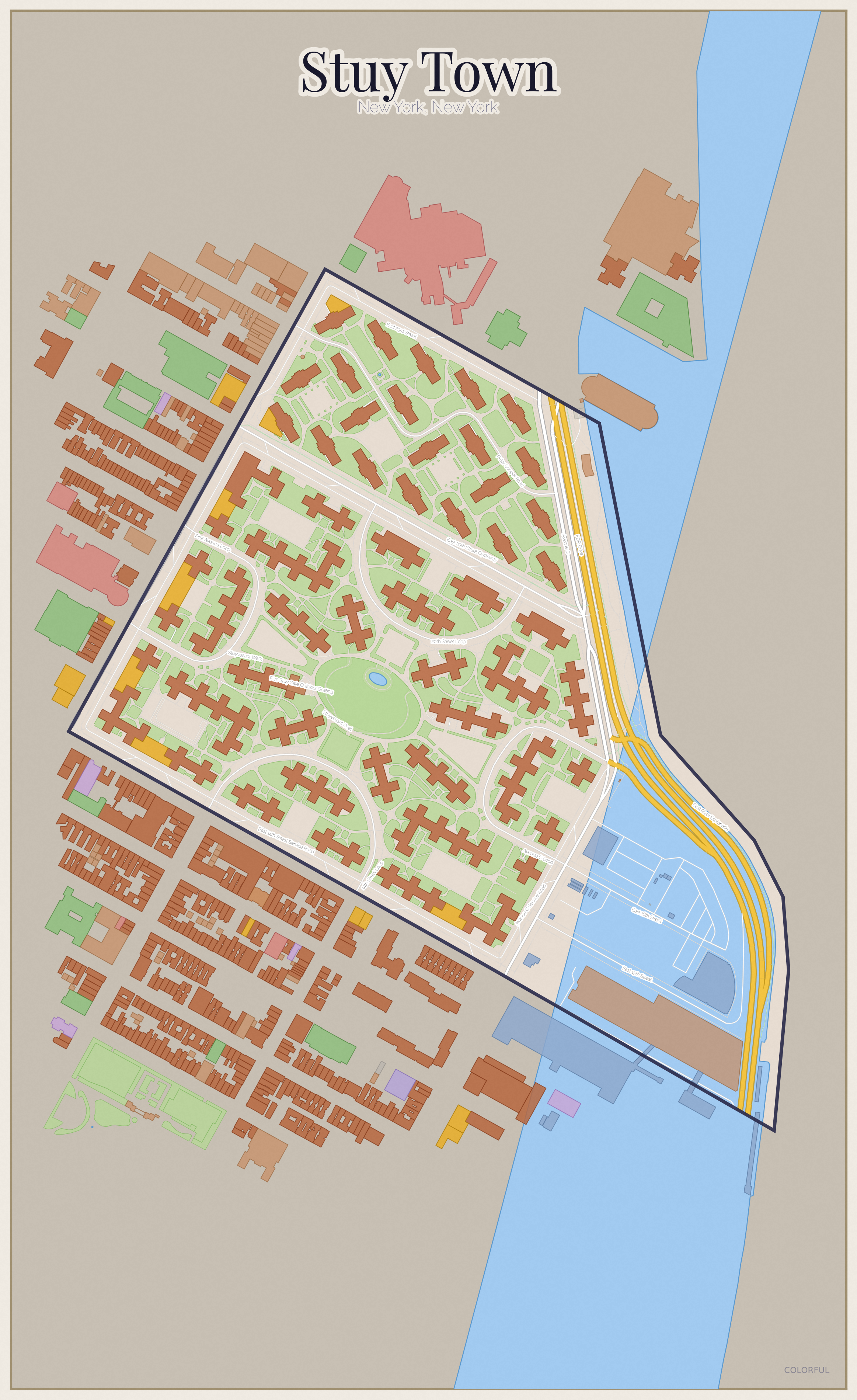 Stuy Town Colorful map