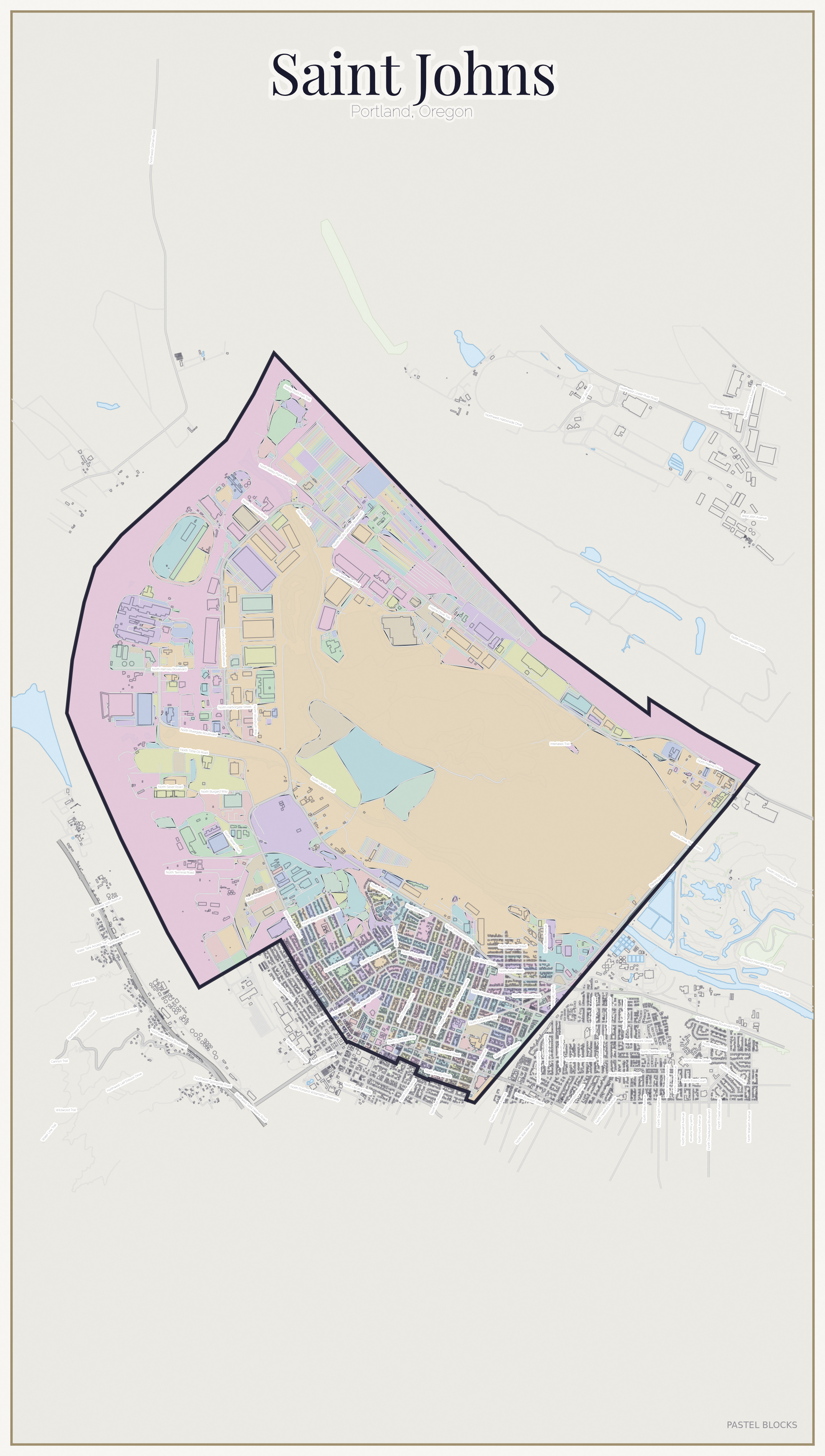 Saint Johns Pastel map