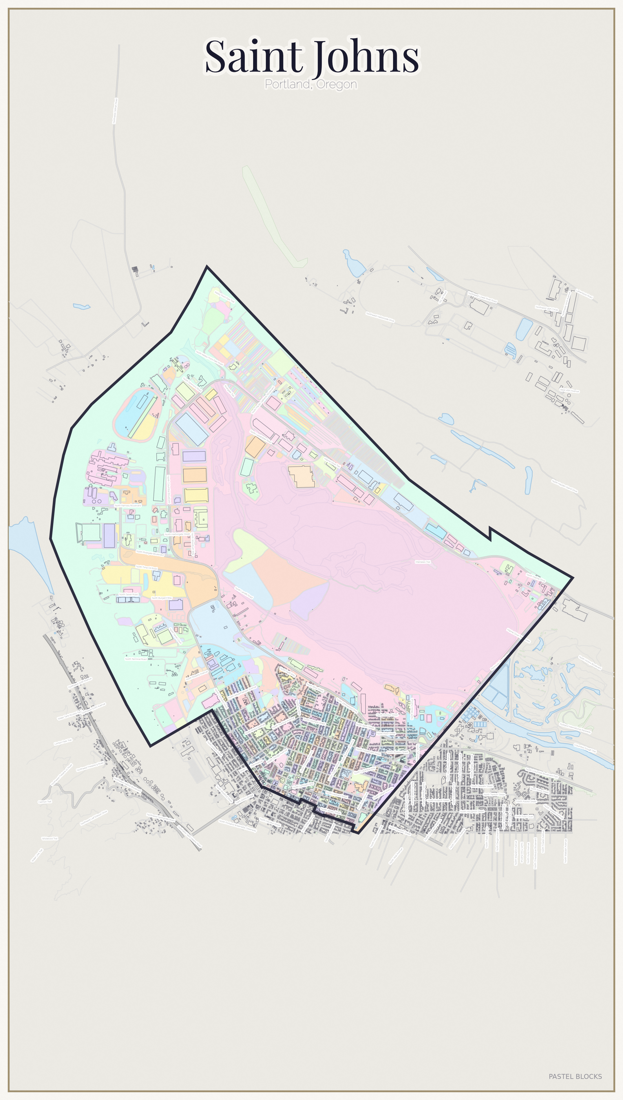 Saint Johns Pastel map