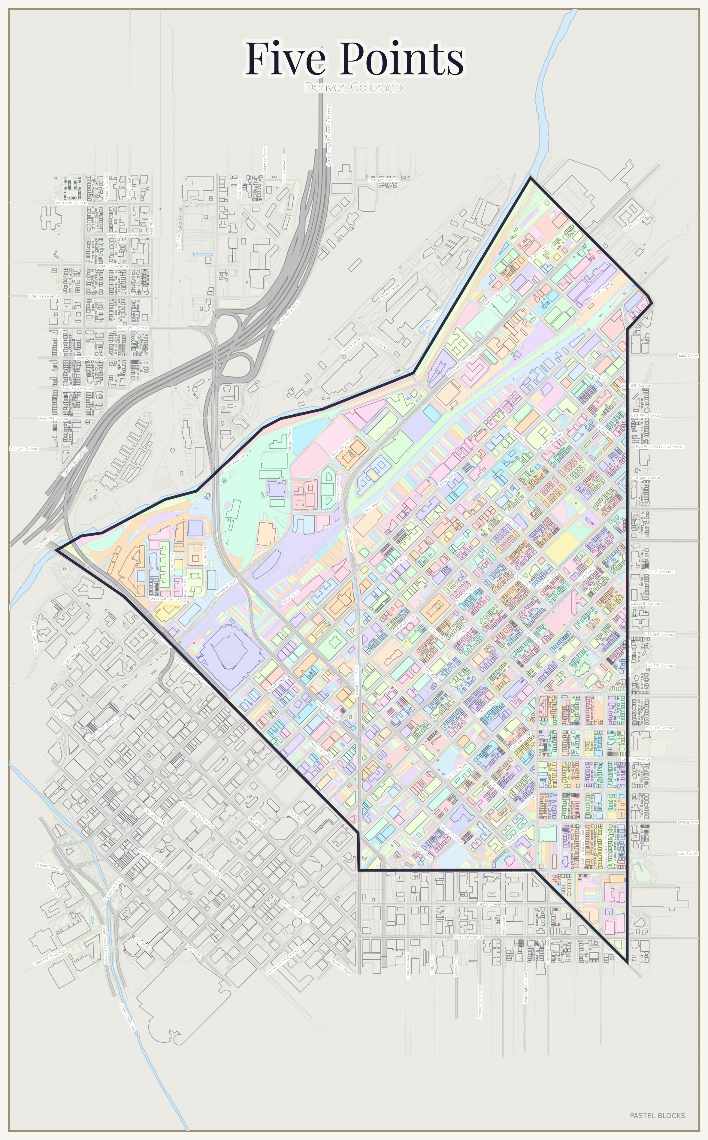 Five Points Pastel map
