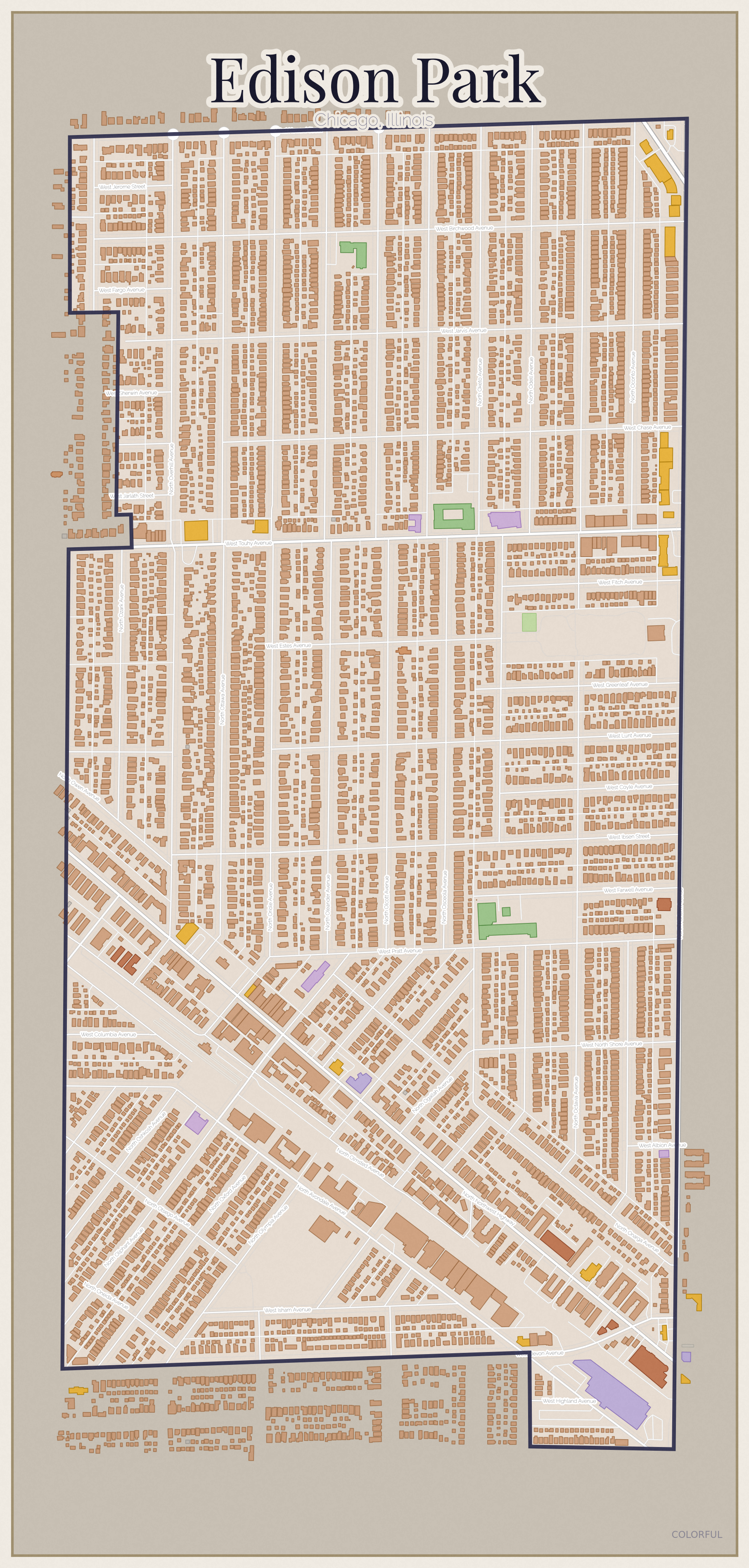 Edison Park Colorful map