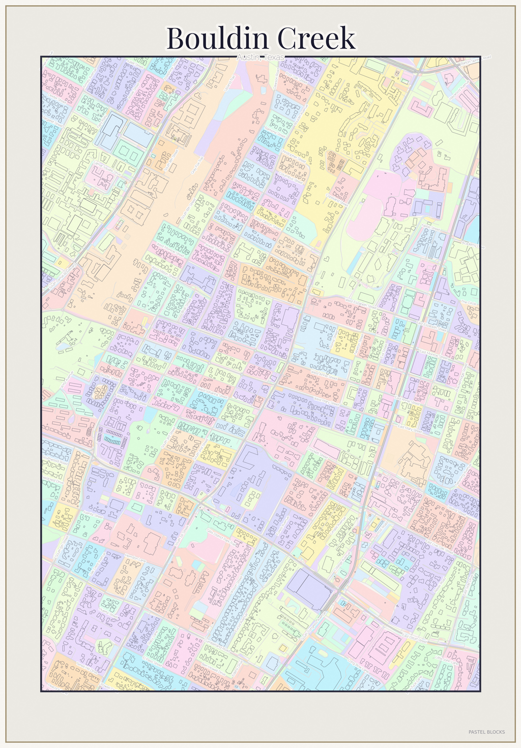 Bouldin Creek Pastel map