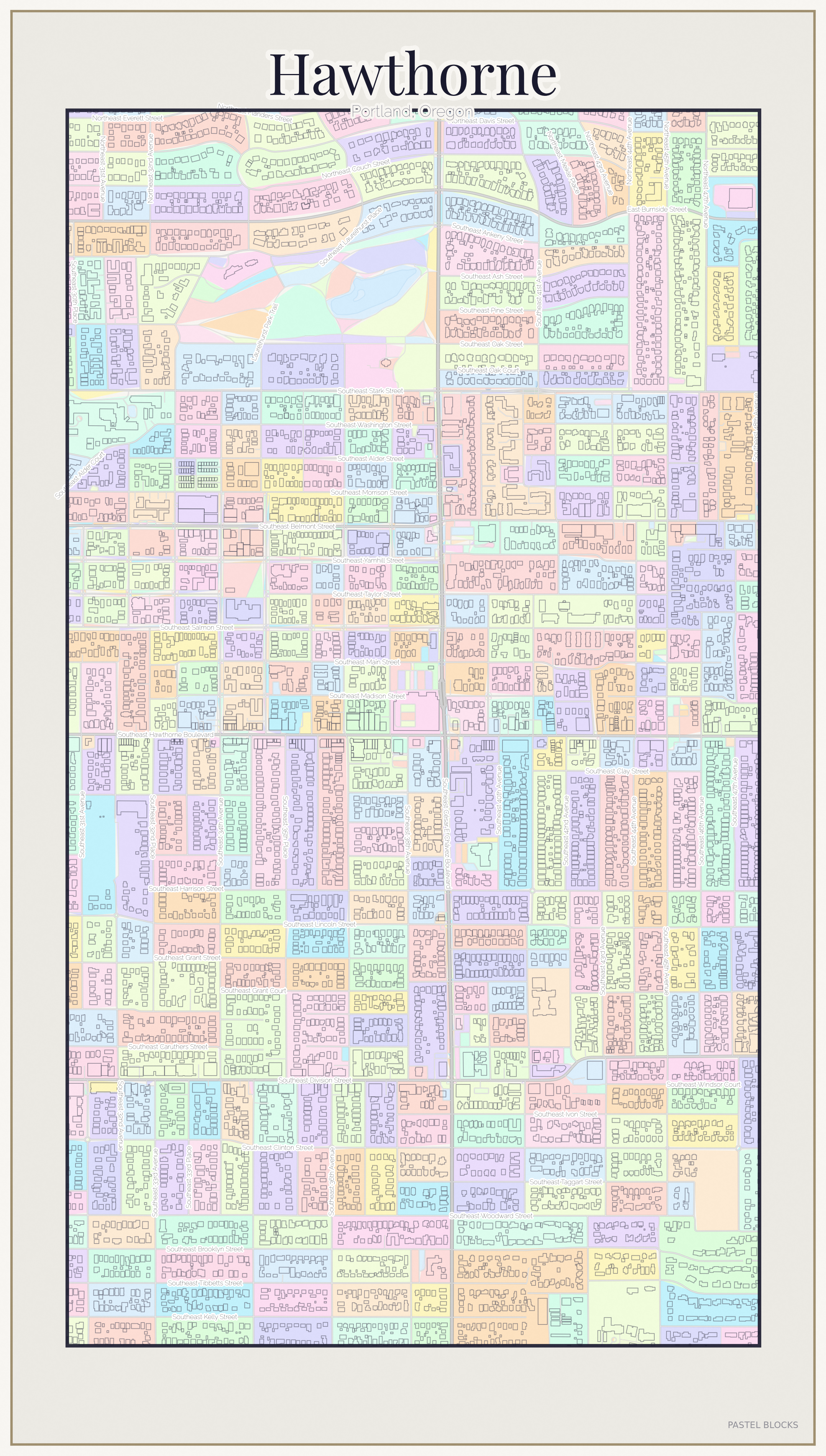 Hawthorne Pastel map