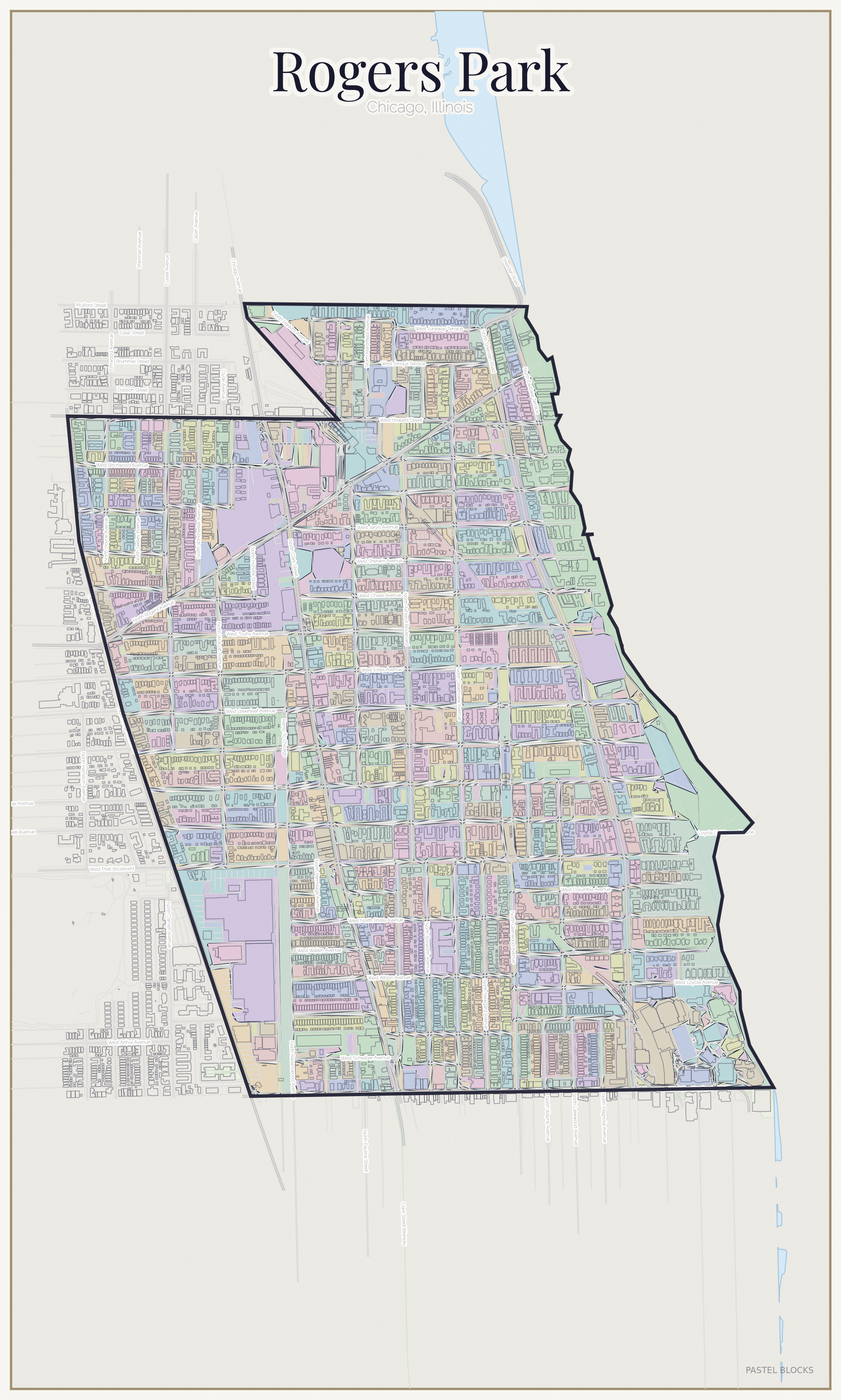 Rogers Park Pastel map