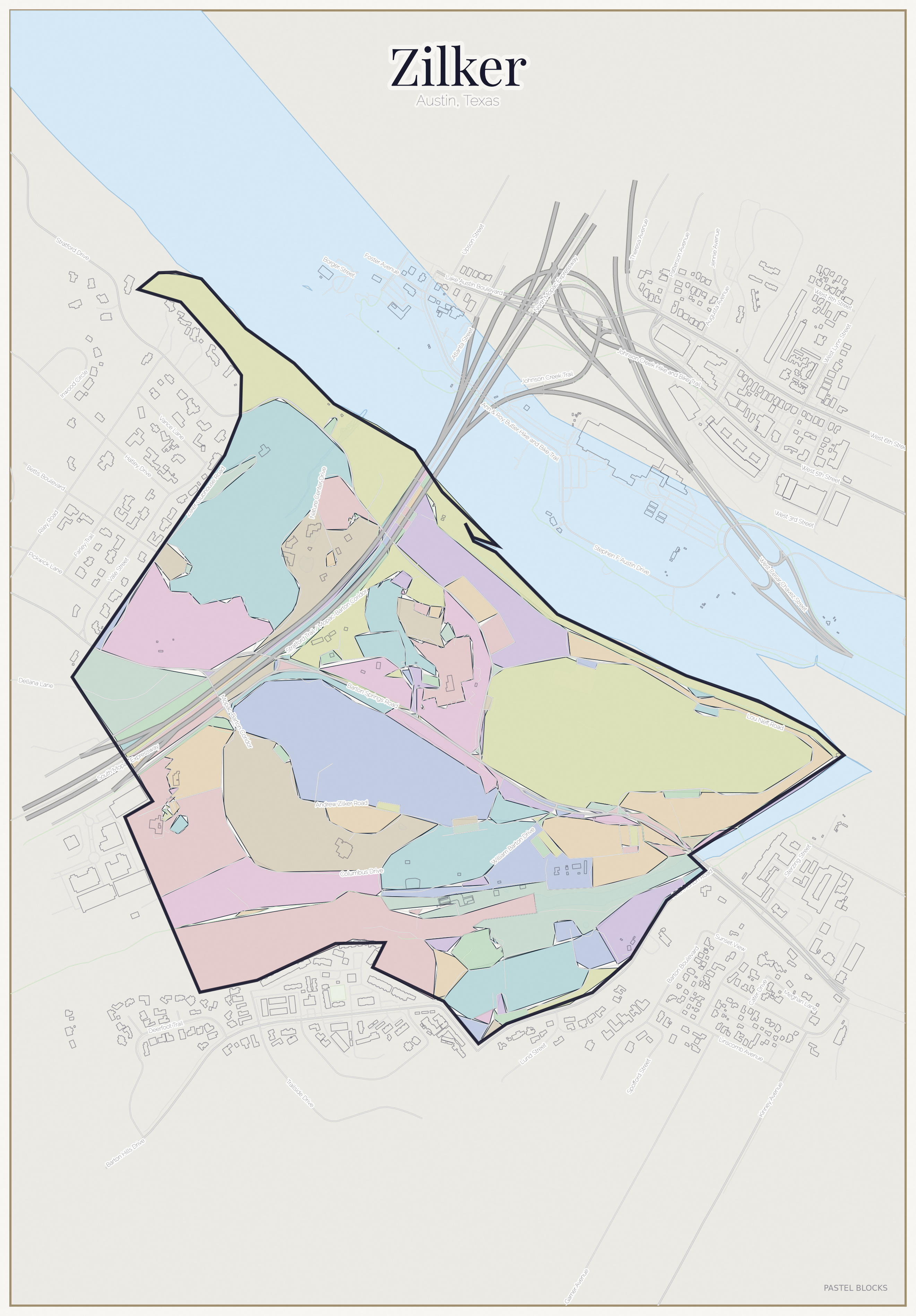 Zilker Pastel map