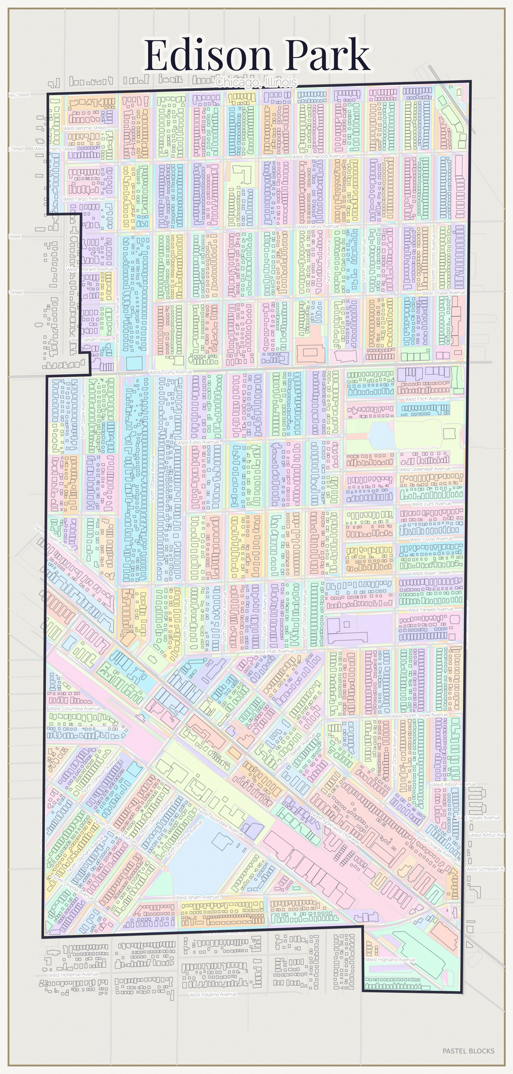 Edison Park Pastel map