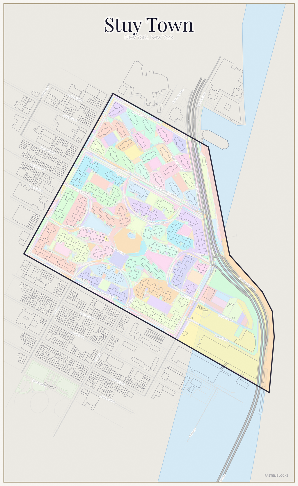 Stuy Town Pastel map