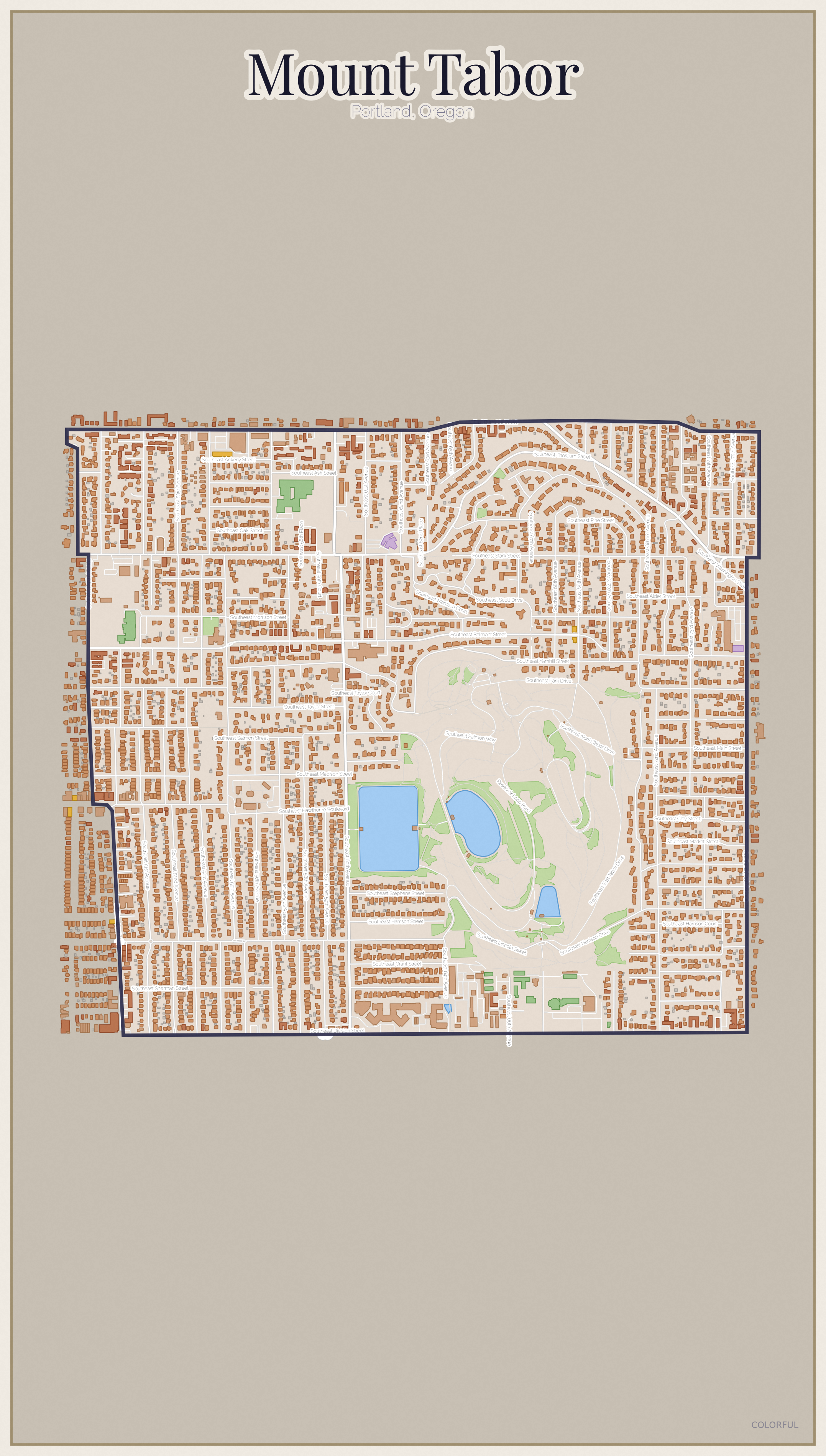 Mount Tabor Colorful map