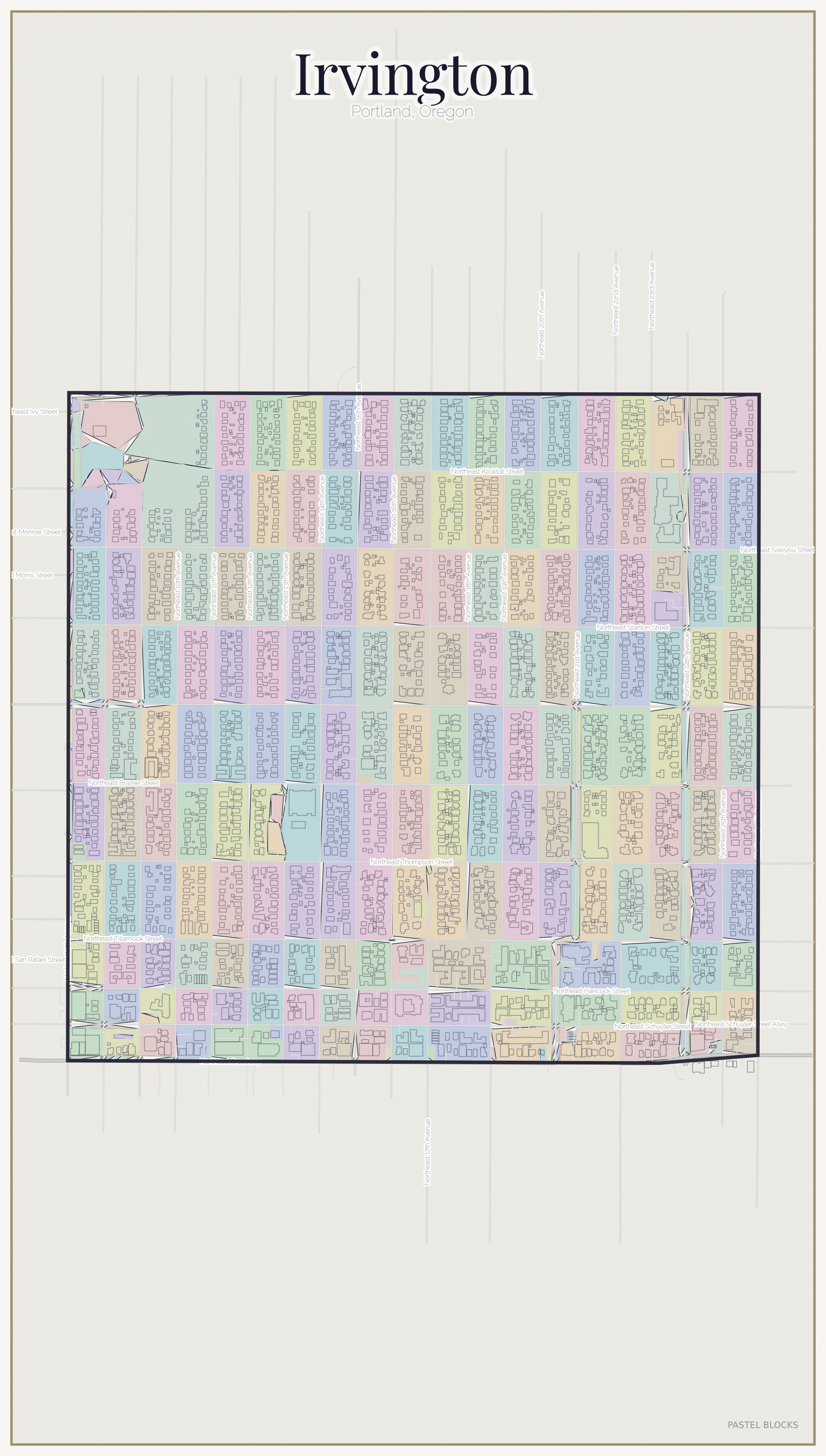 Irvington Pastel map