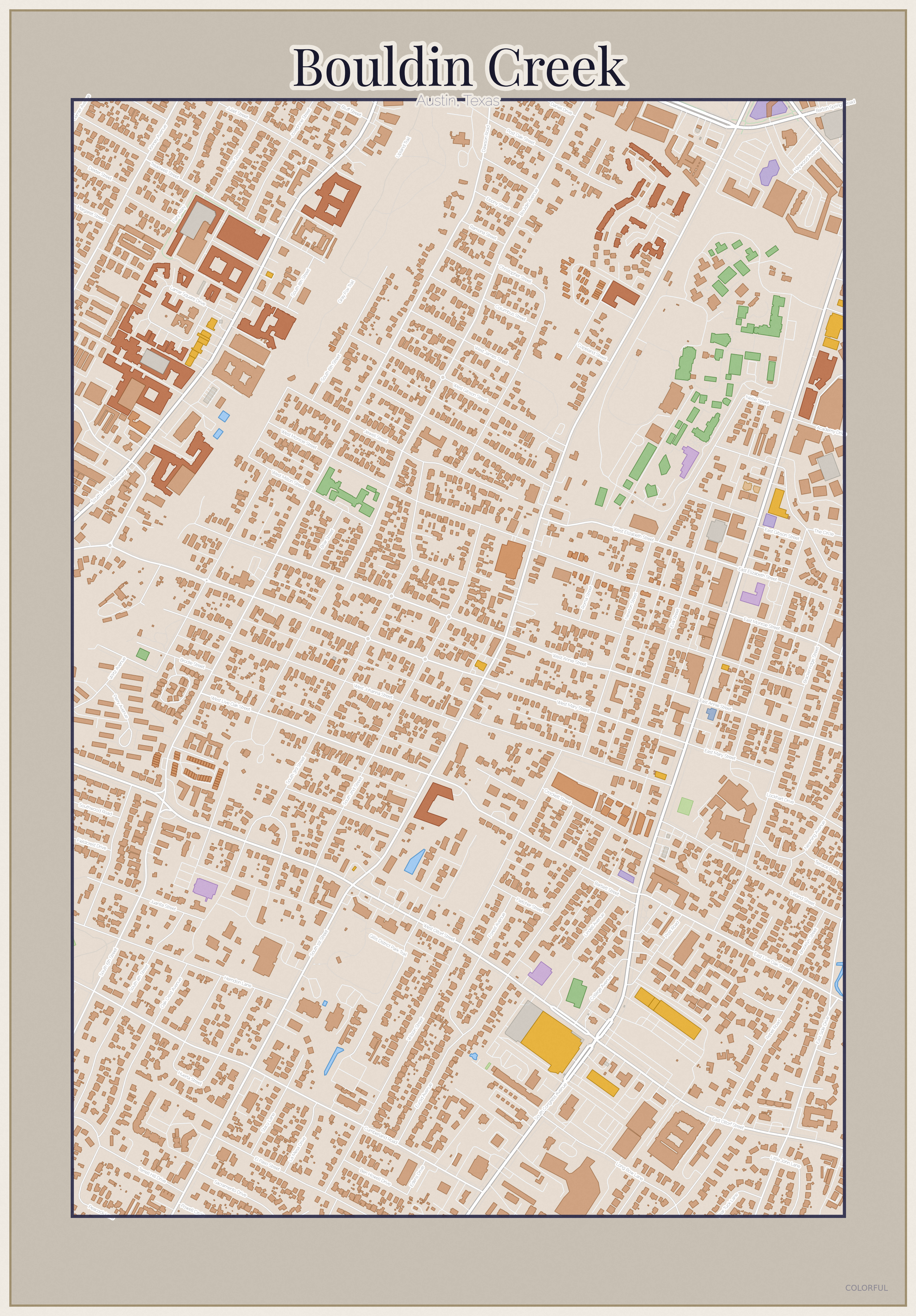 Bouldin Creek Colorful map