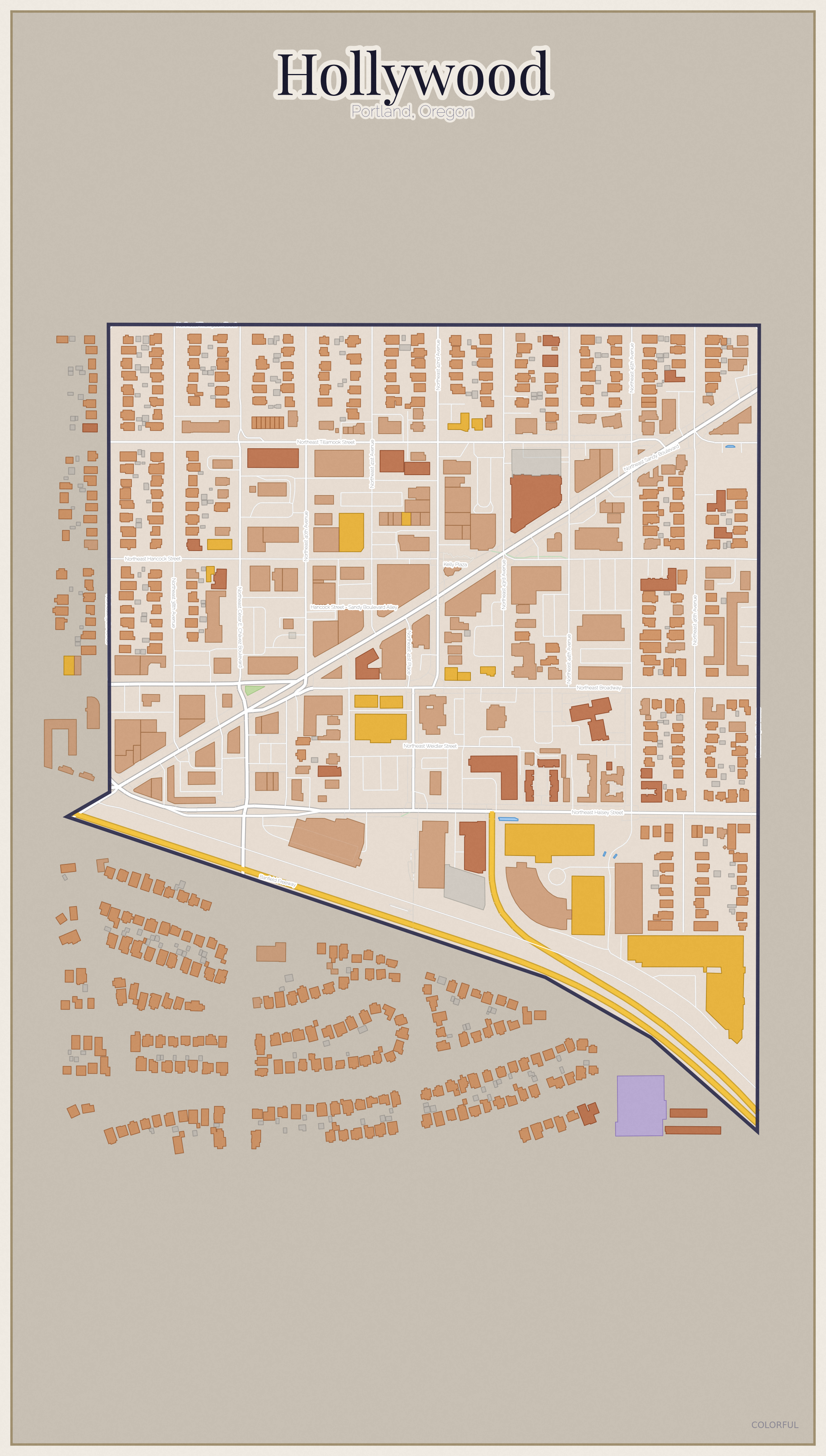 Hollywood Colorful map