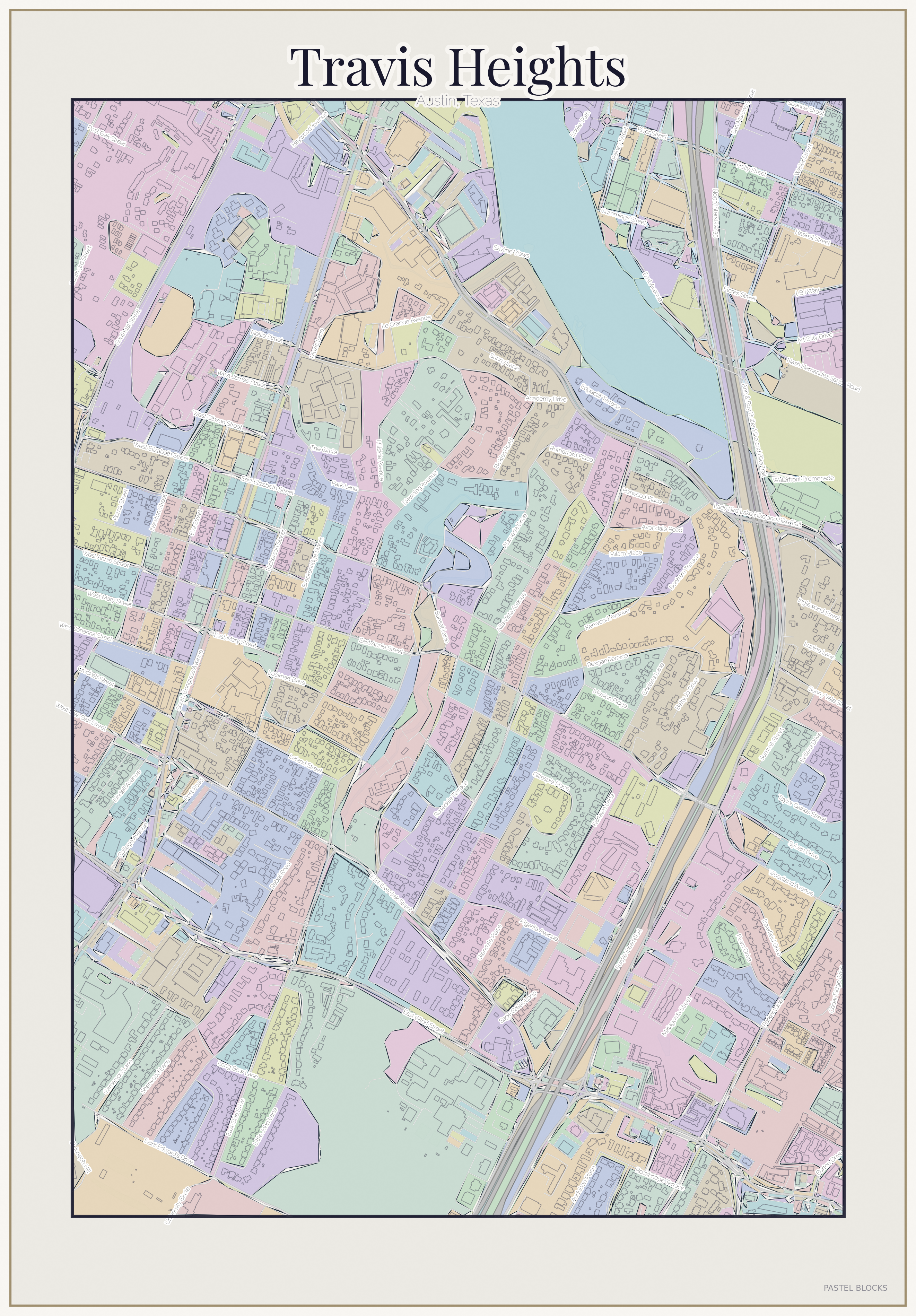 Travis Heights Pastel map