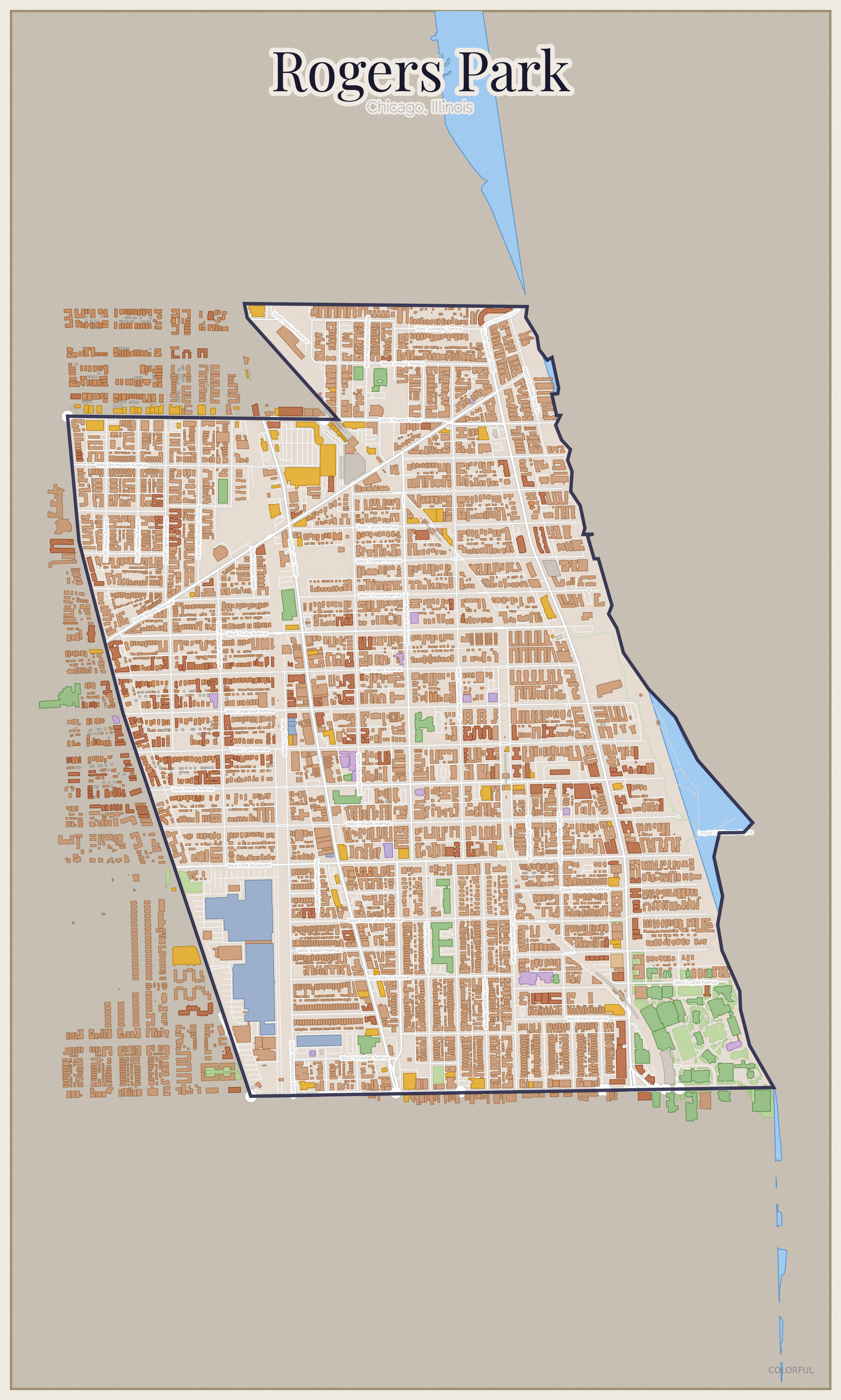 Rogers Park Colorful map