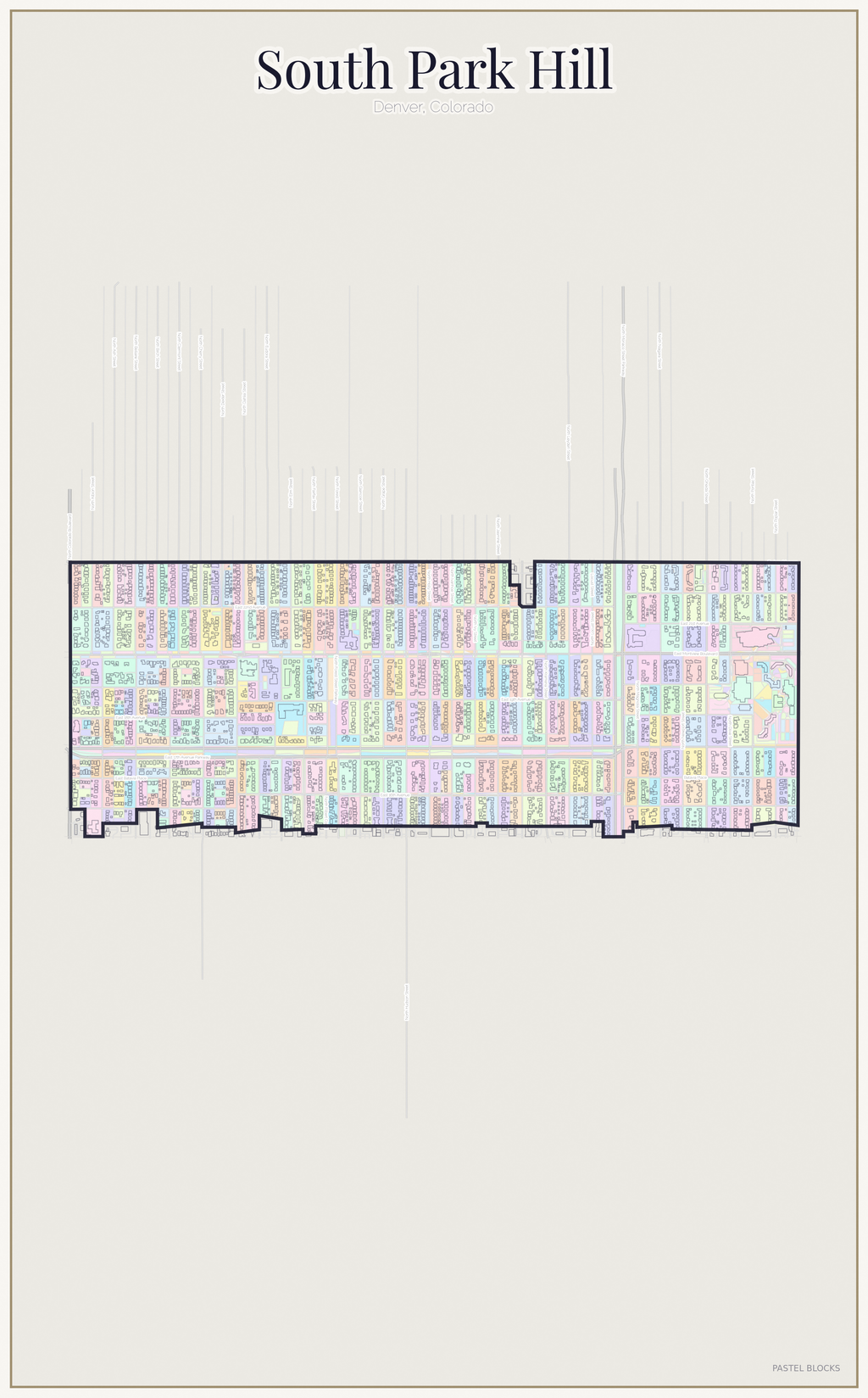 South Park Hill Pastel map