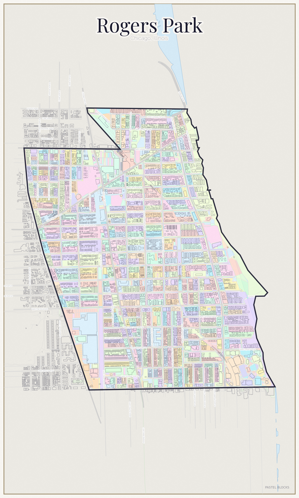 Rogers Park Pastel map
