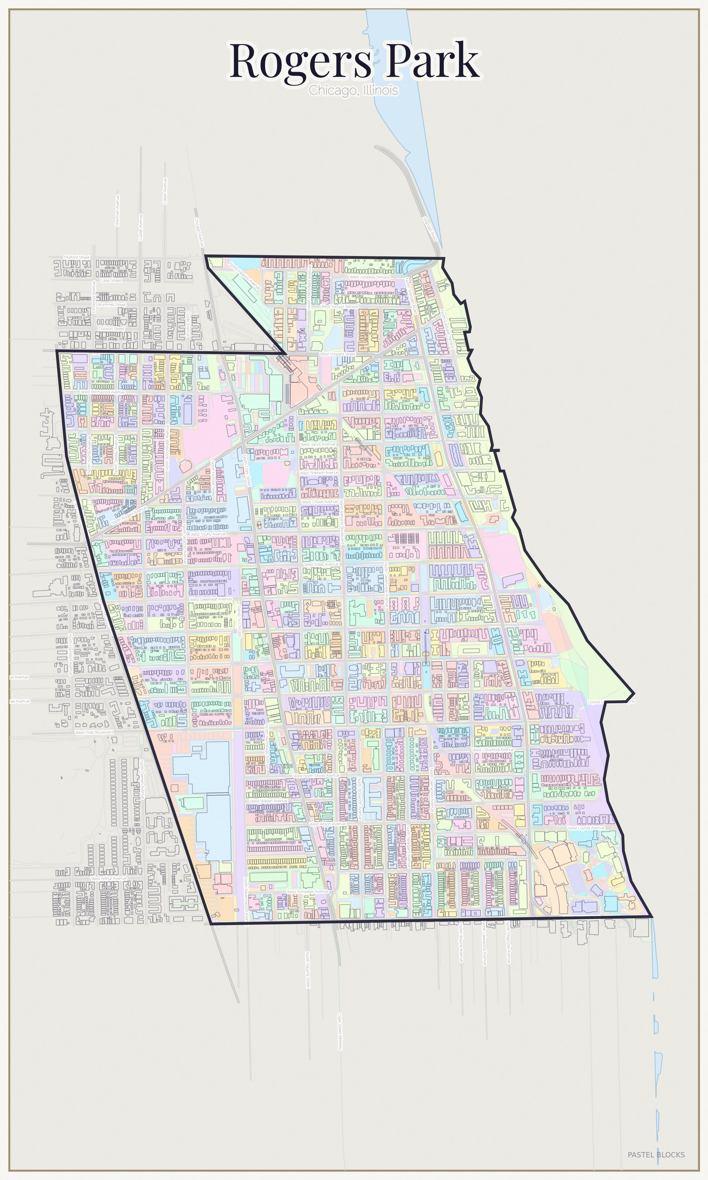 Rogers Park Pastel map
