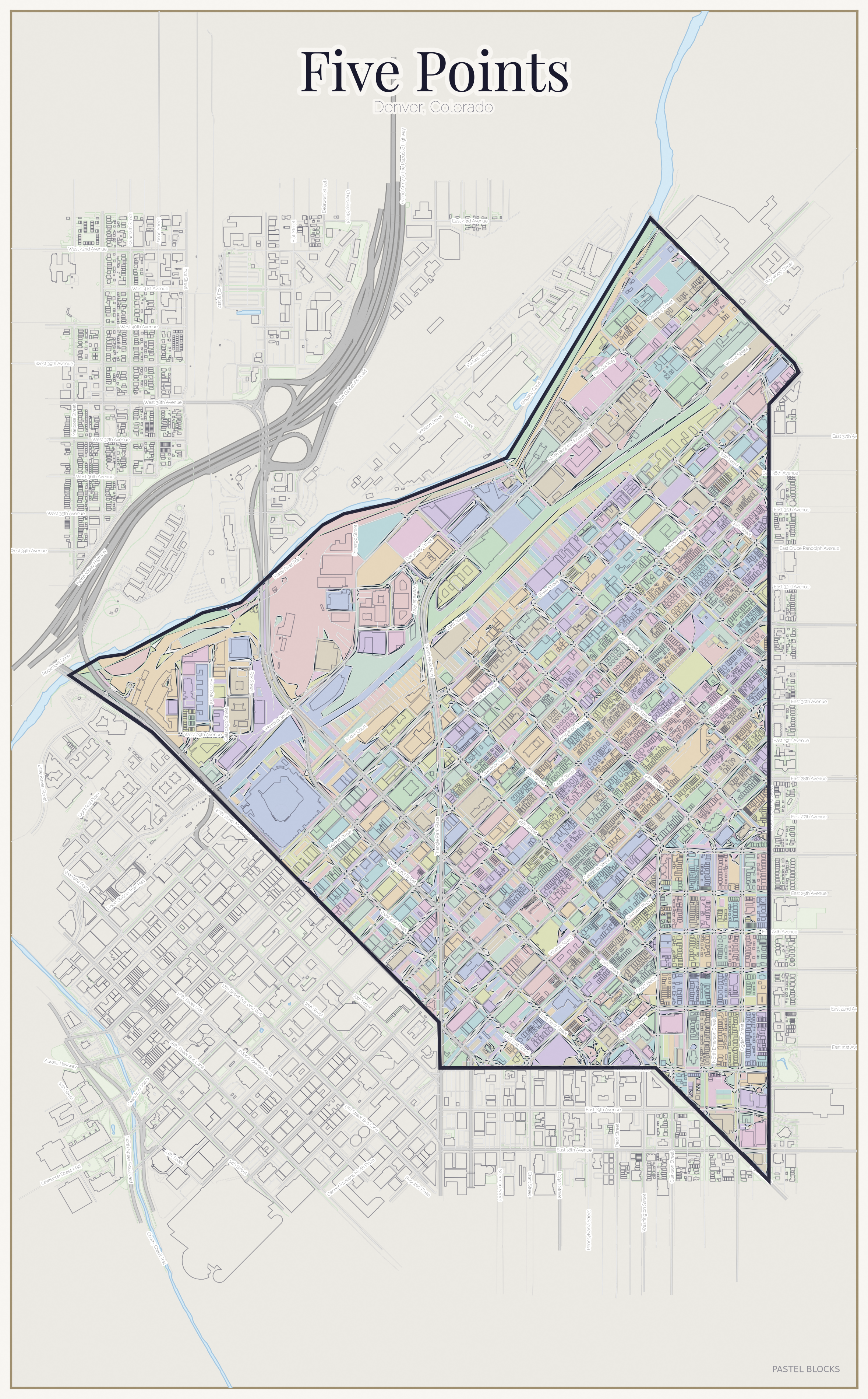 Five Points Pastel map
