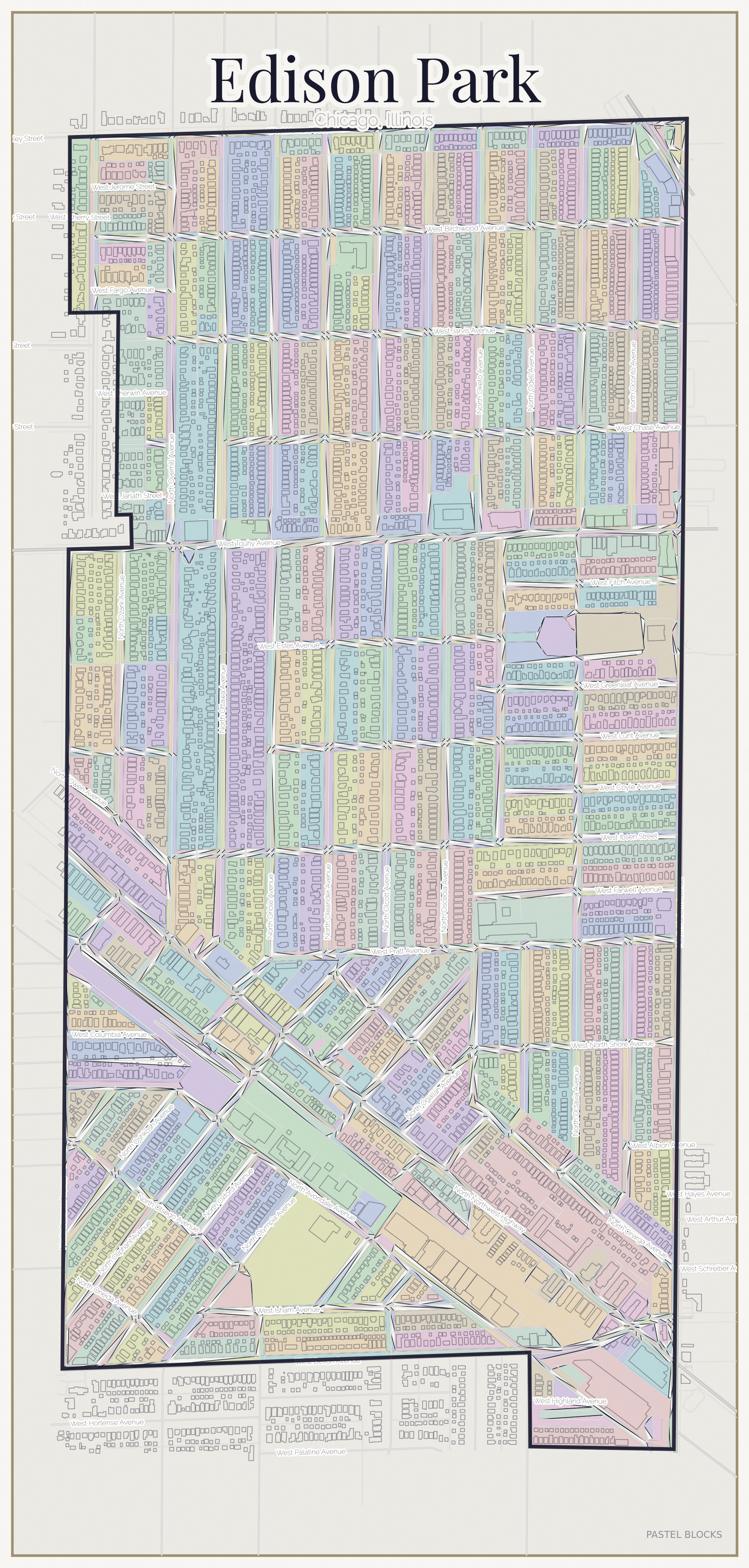 Edison Park Pastel map