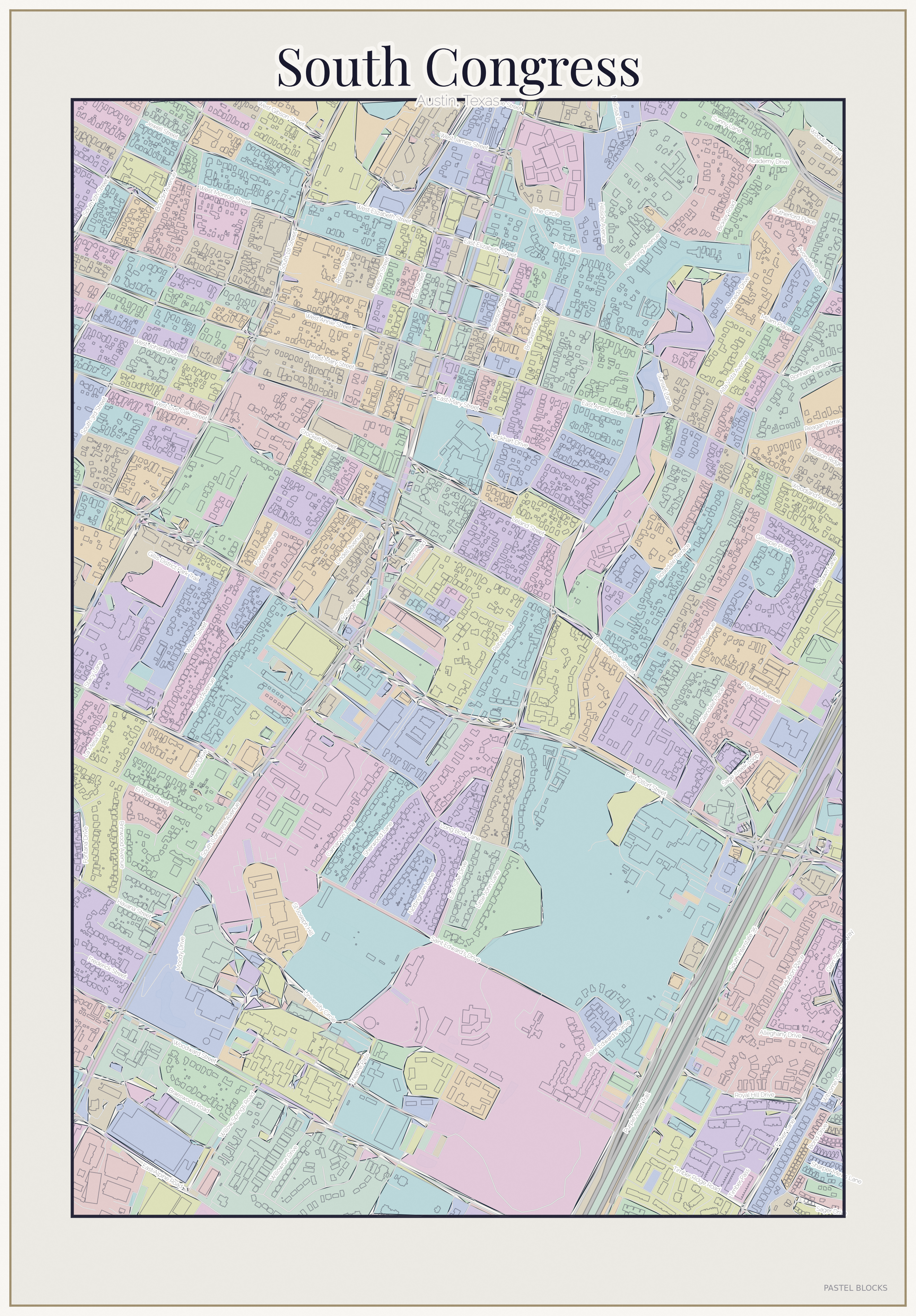 South Congress Pastel map