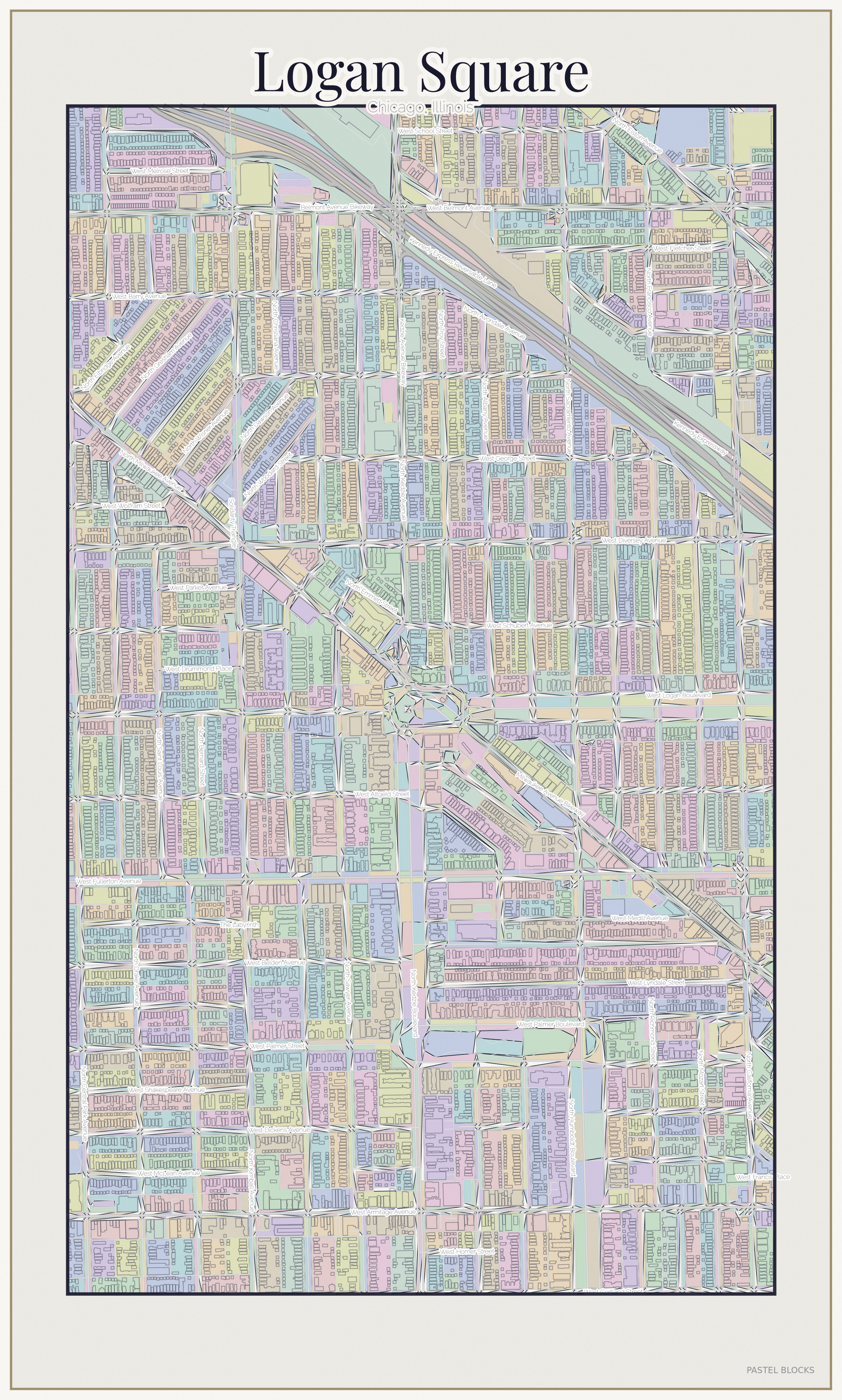 Logan Square Pastel map