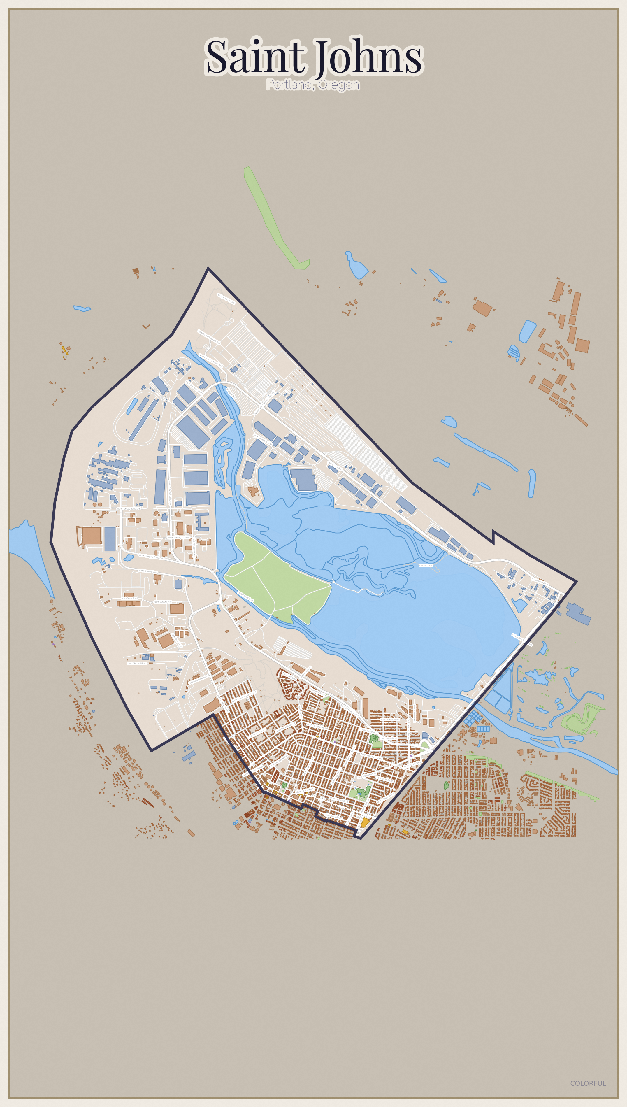 Saint Johns Colorful map