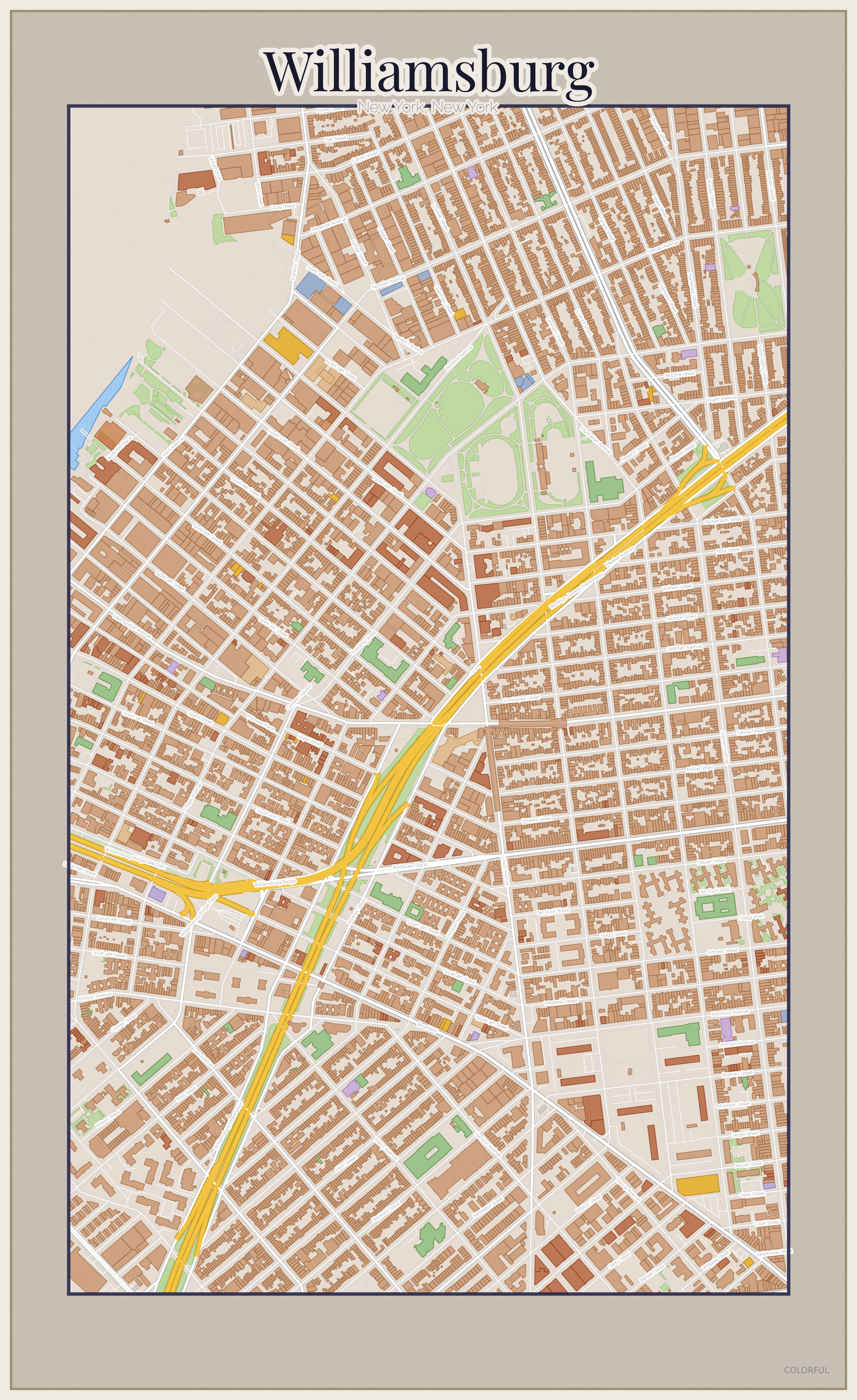 Williamsburg Colorful map