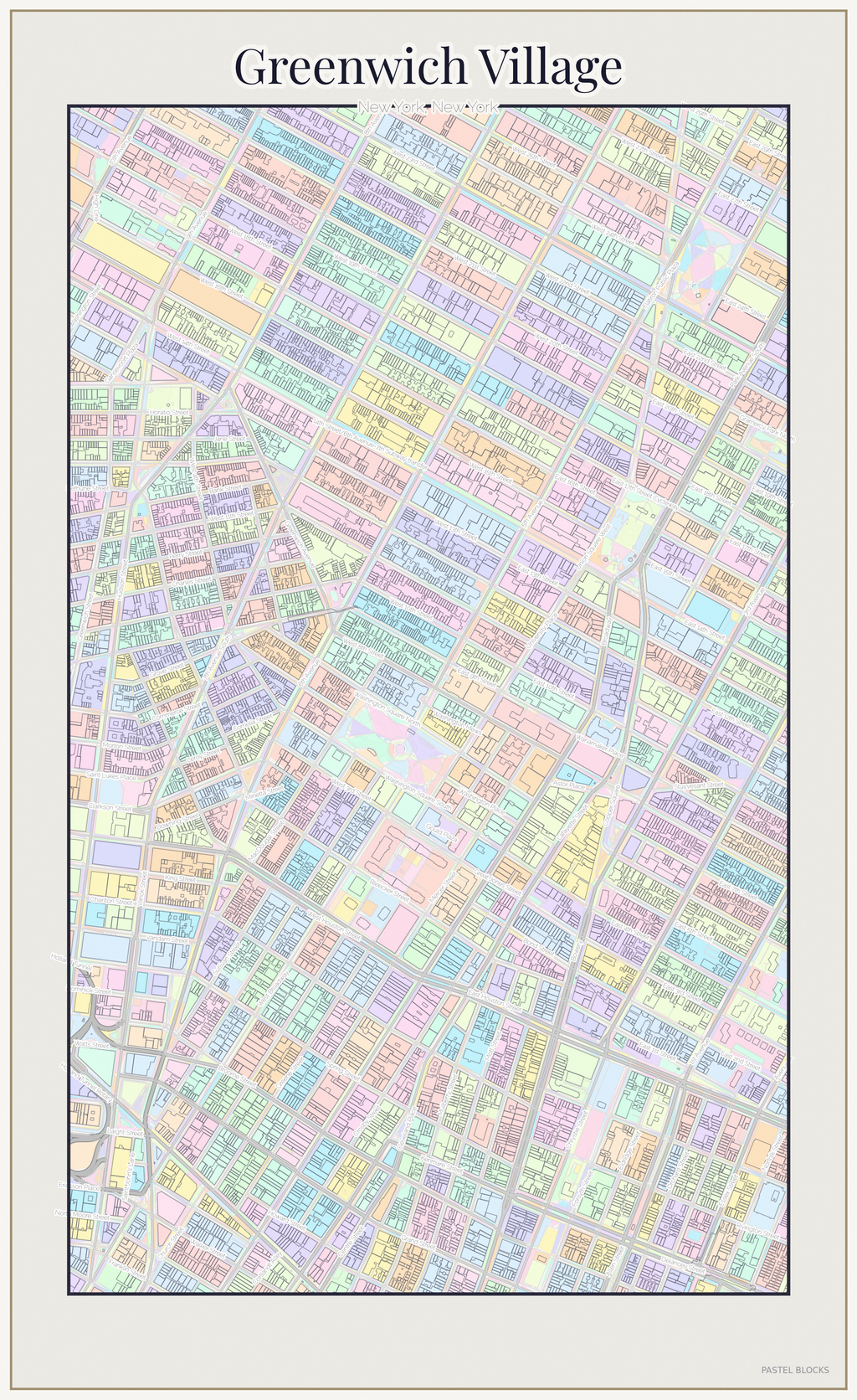 Greenwich Village Pastel map