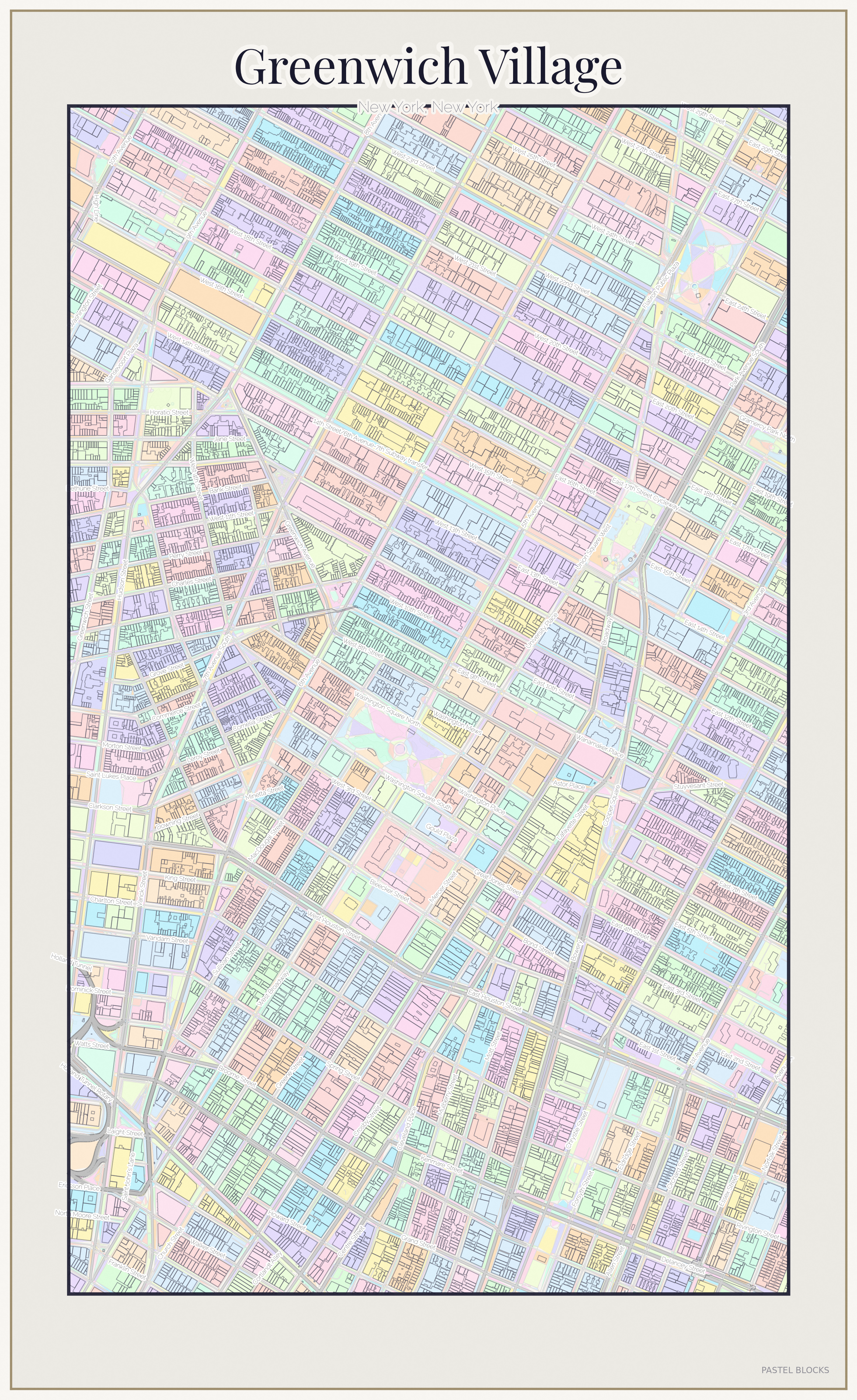 Greenwich Village Pastel map