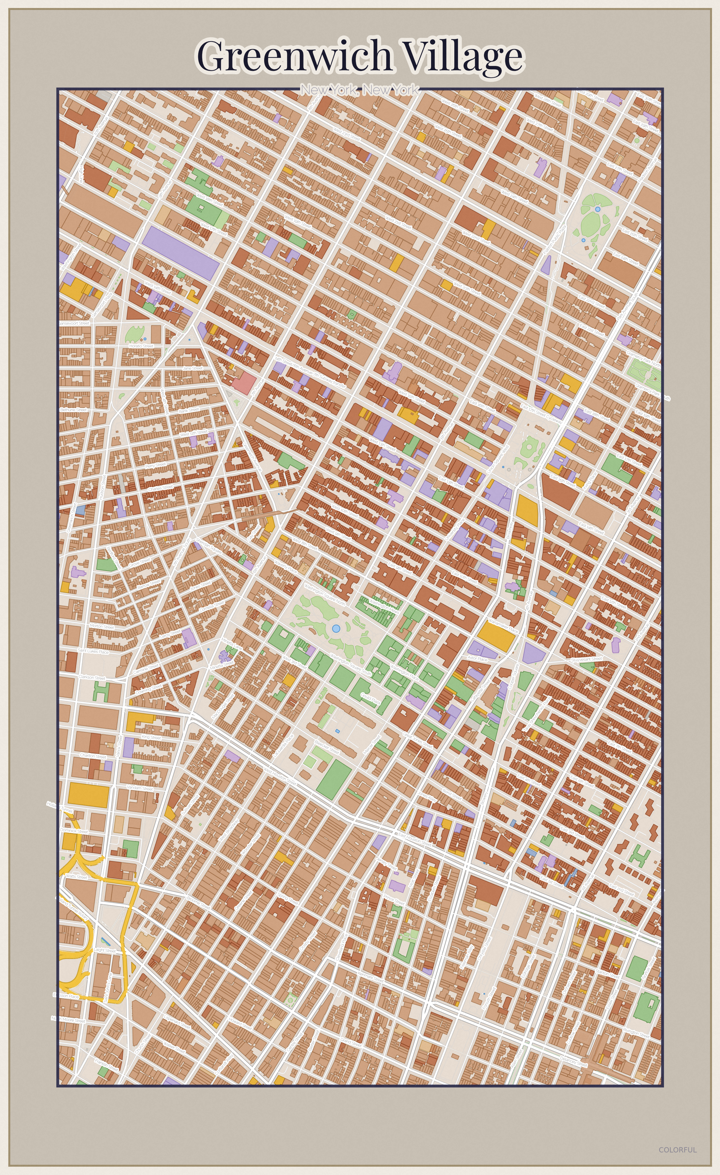 Greenwich Village Colorful map