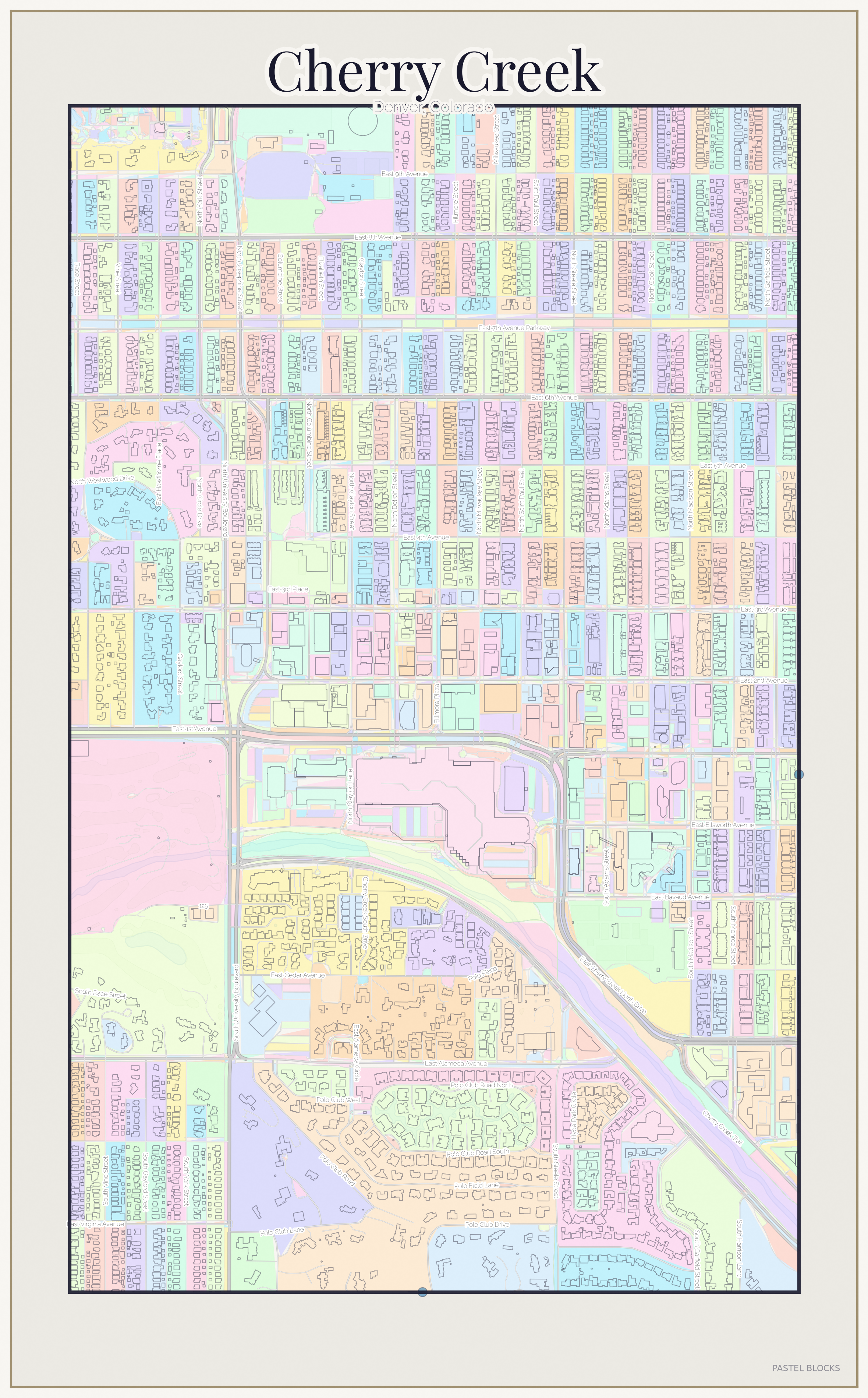 Cherry Creek Pastel map