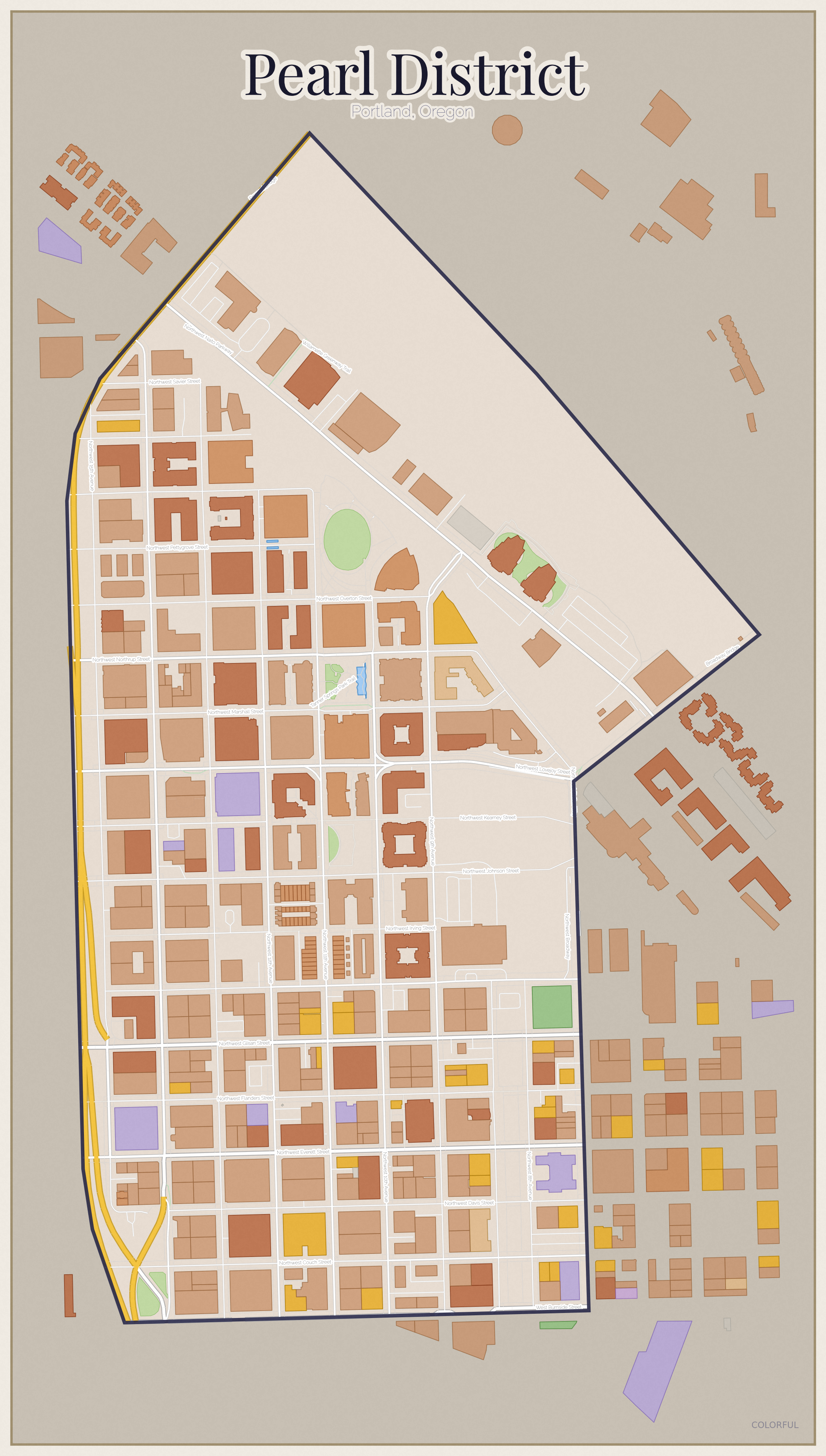Pearl District Colorful map