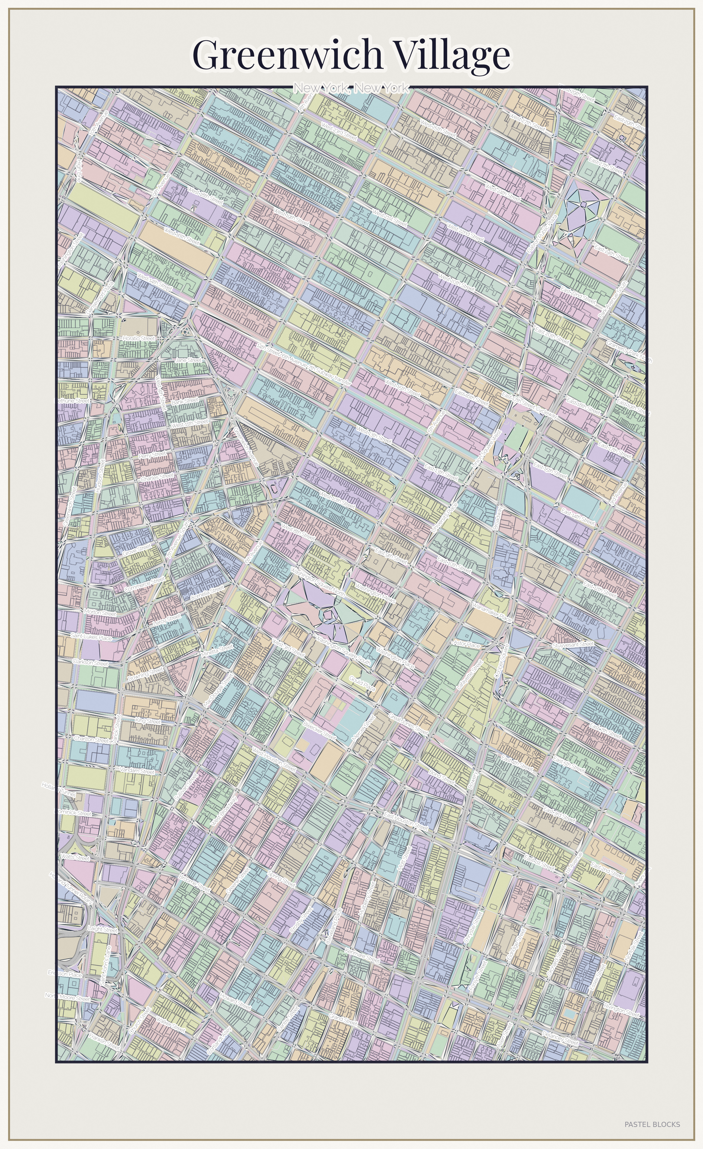 Greenwich Village Pastel map