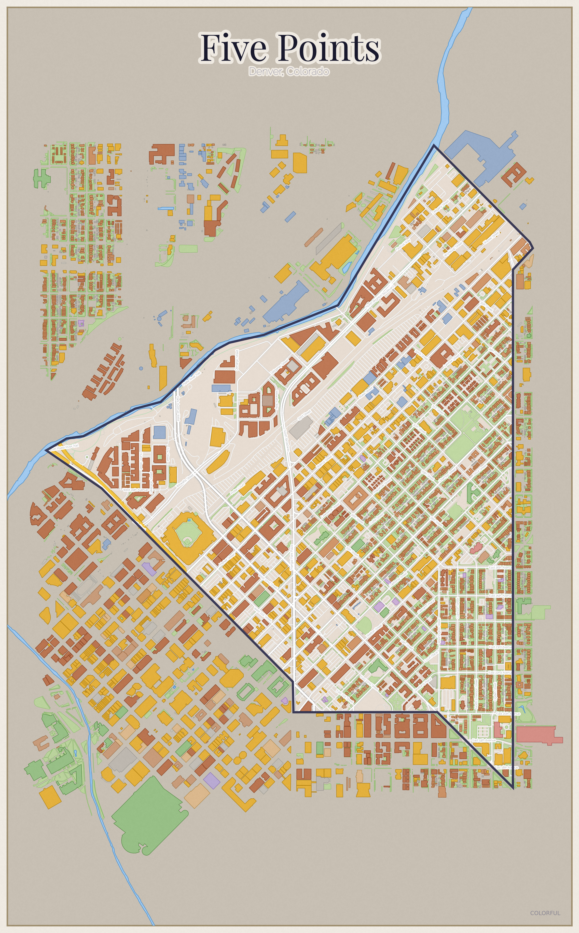 Five Points Colorful map