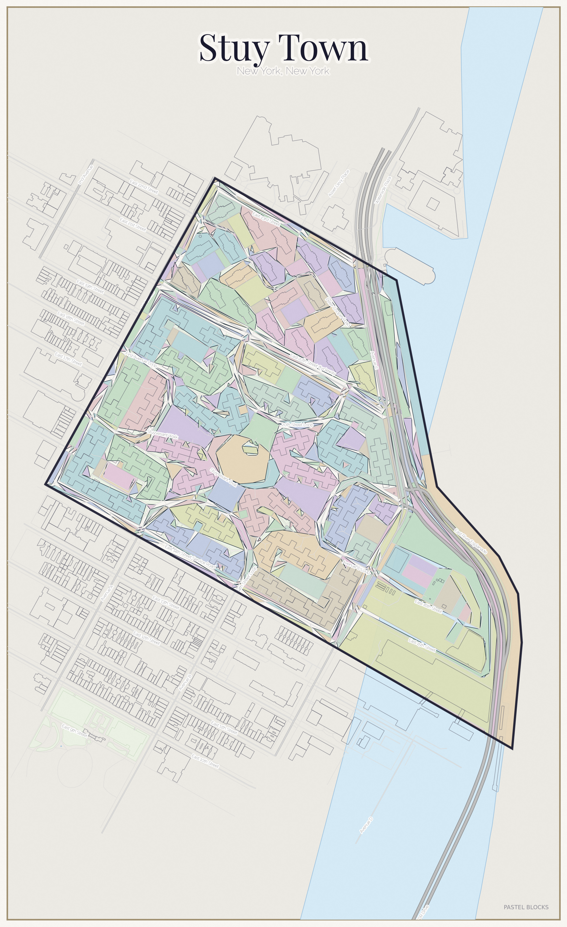 Stuy Town Pastel map
