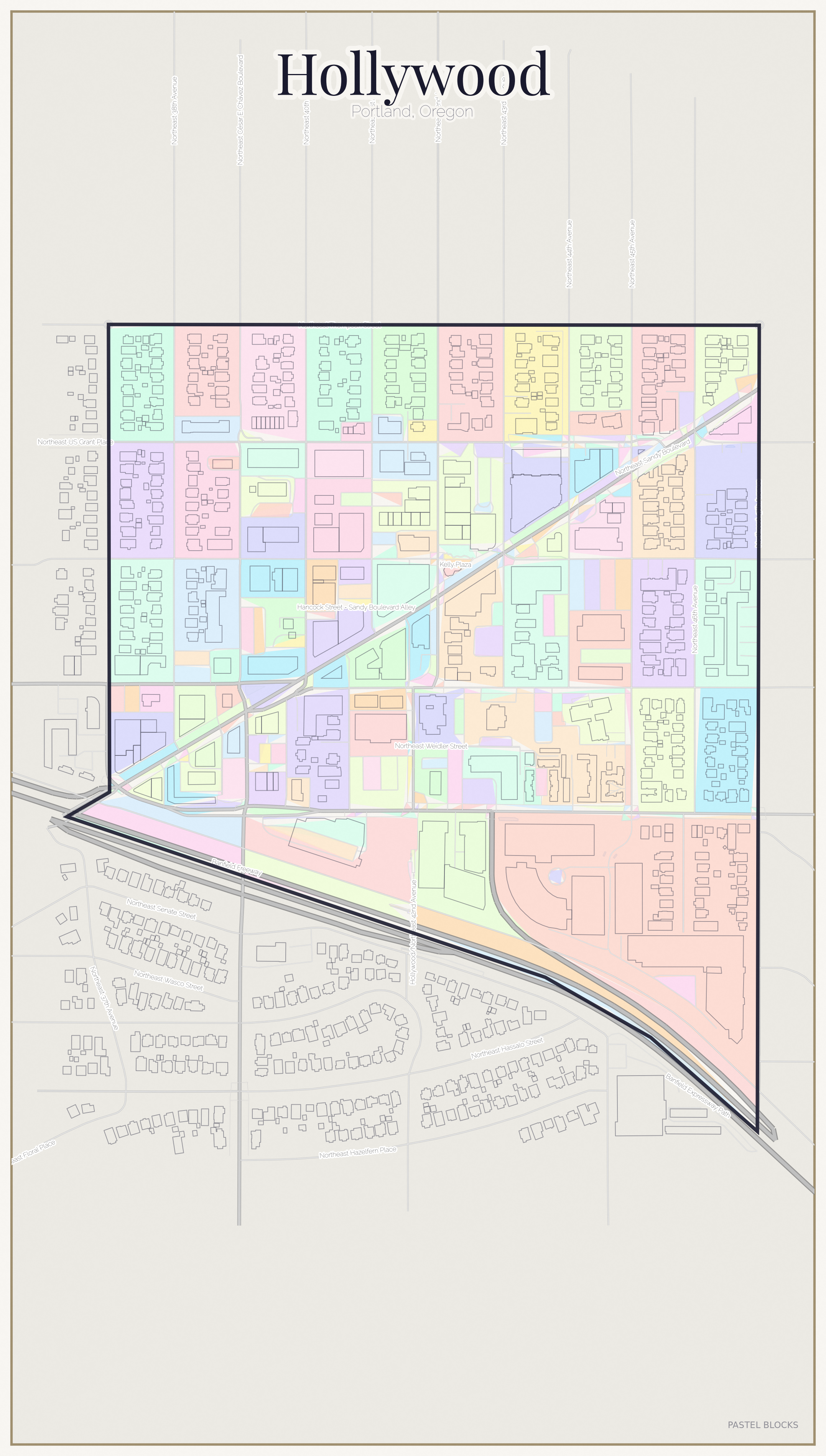 Hollywood Pastel map