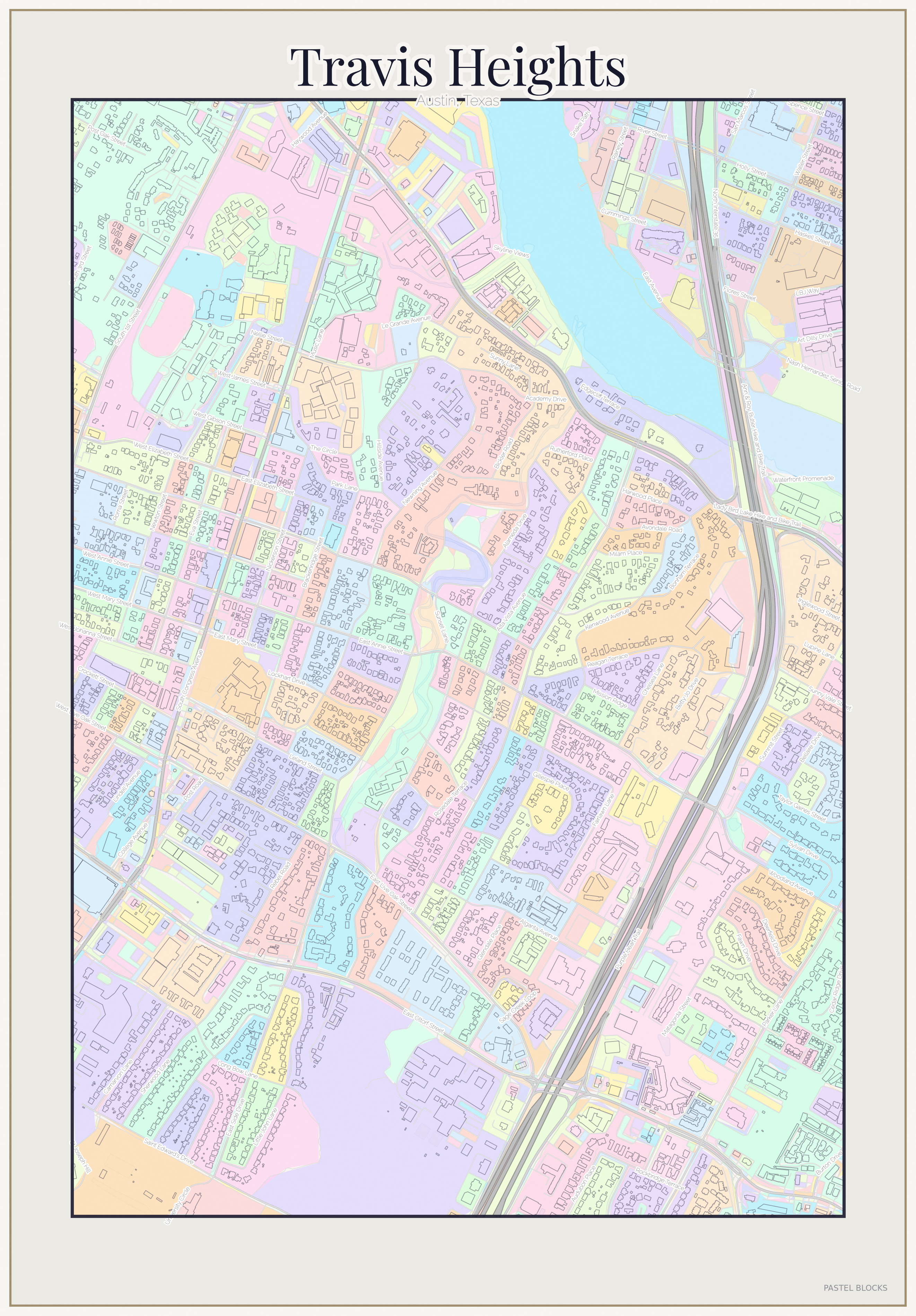 Travis Heights Pastel map