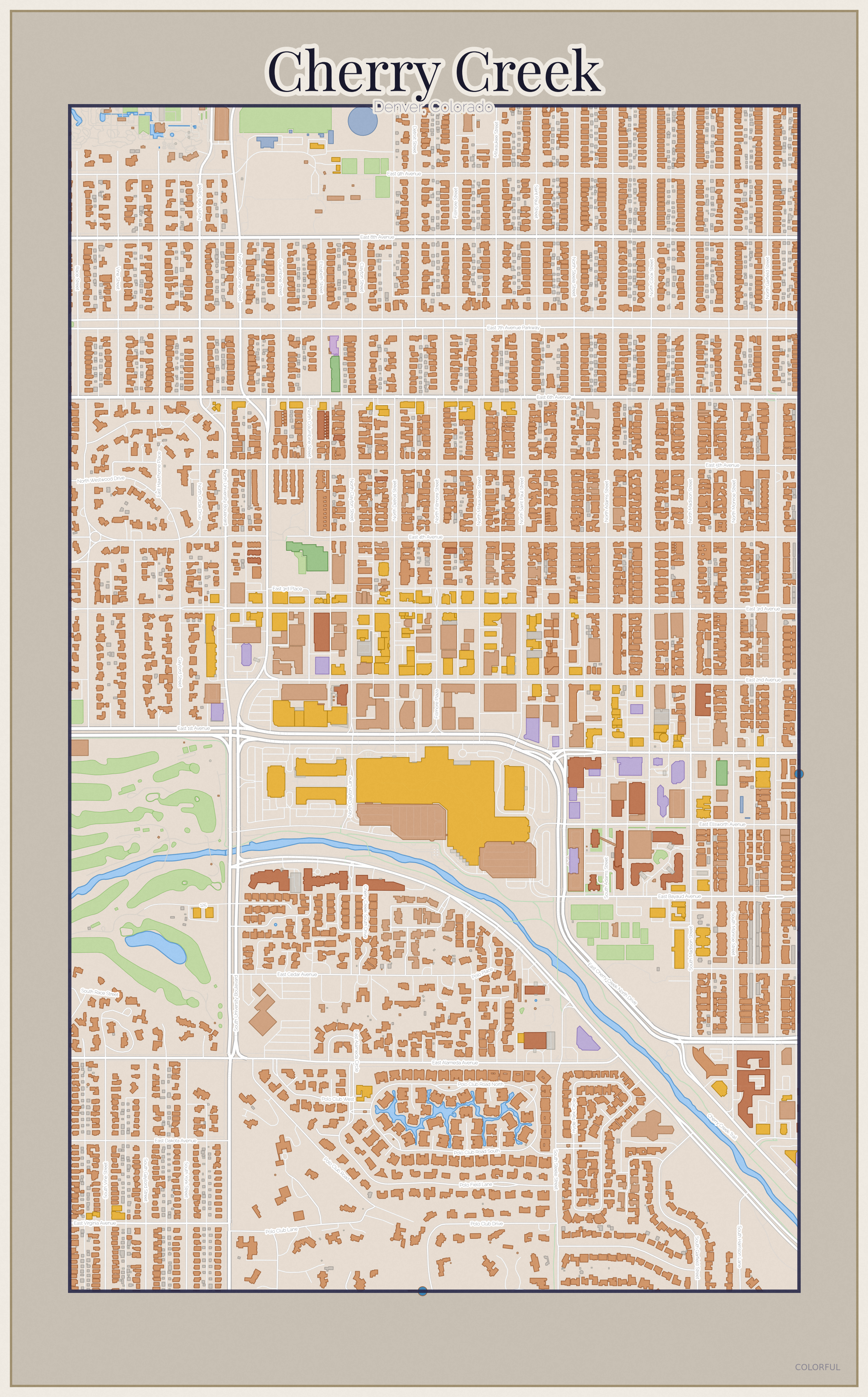 Cherry Creek Colorful map