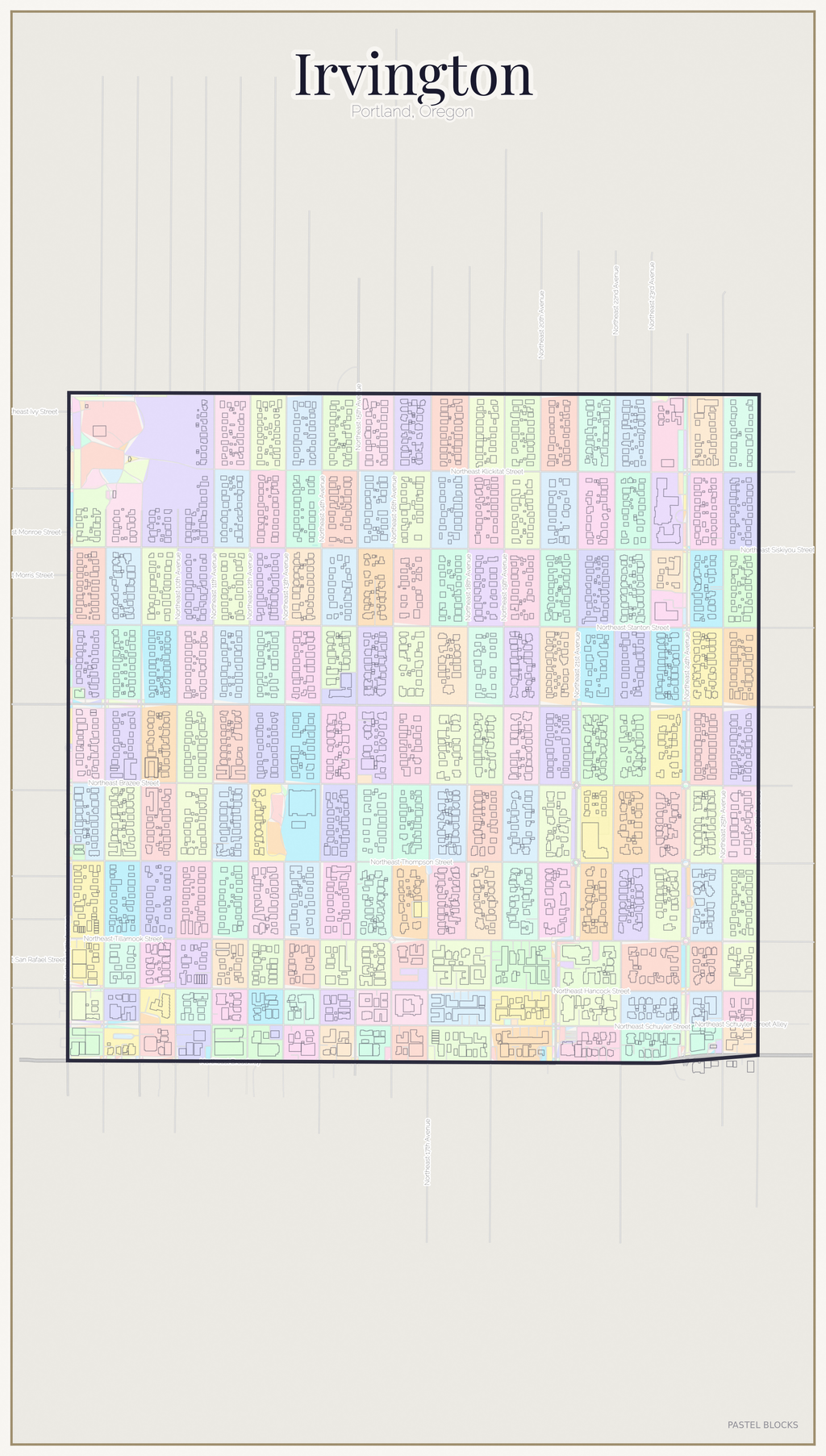 Irvington Pastel map