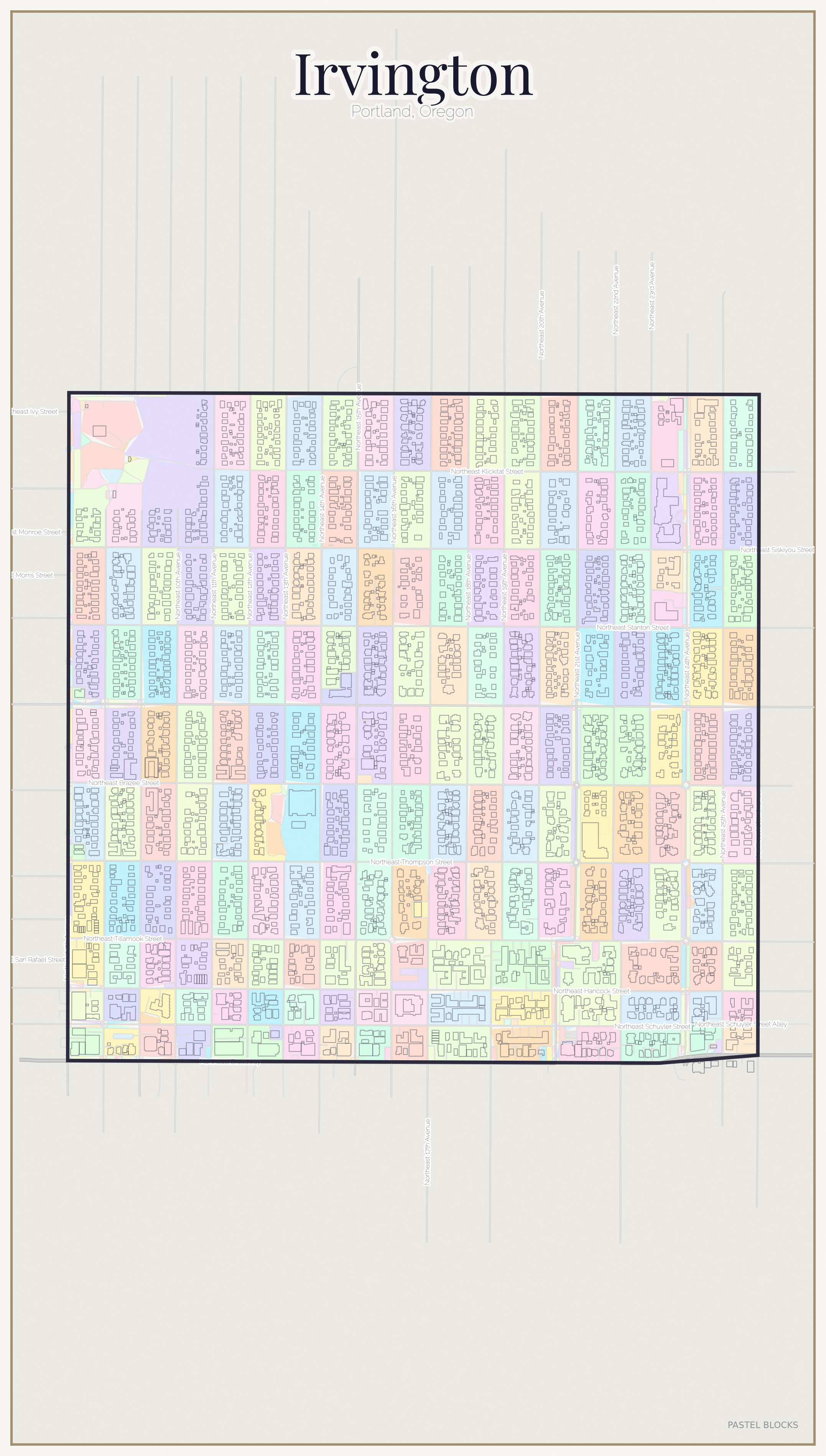 Irvington Pastel map