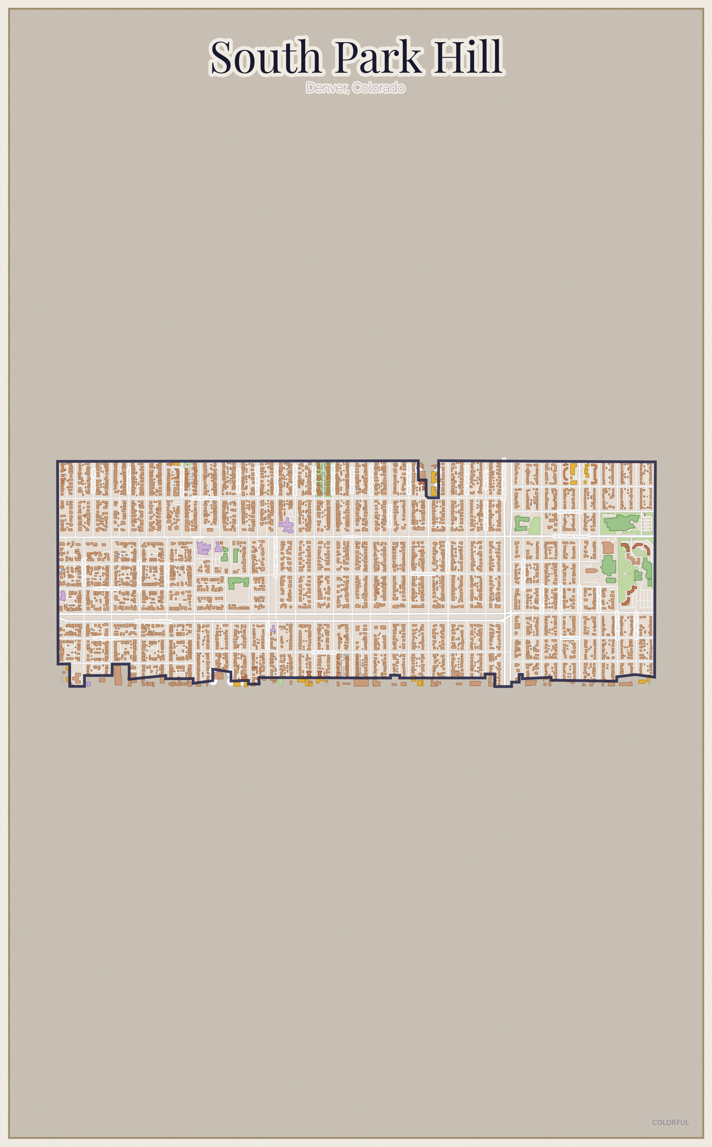 South Park Hill Colorful map