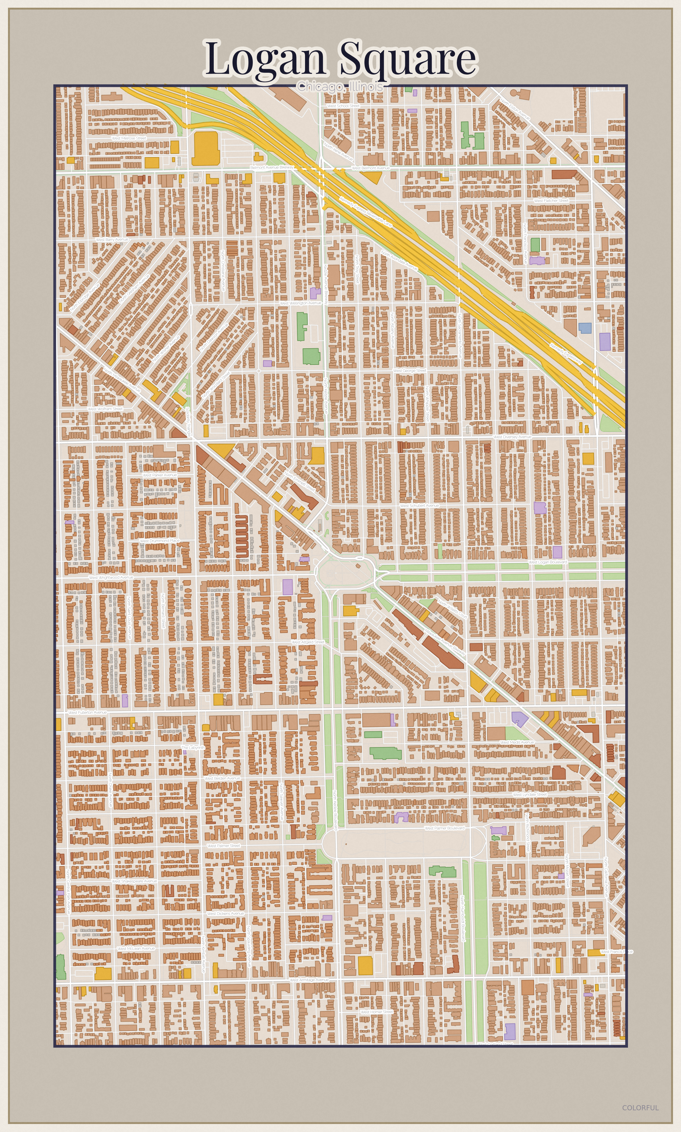Logan Square Colorful map