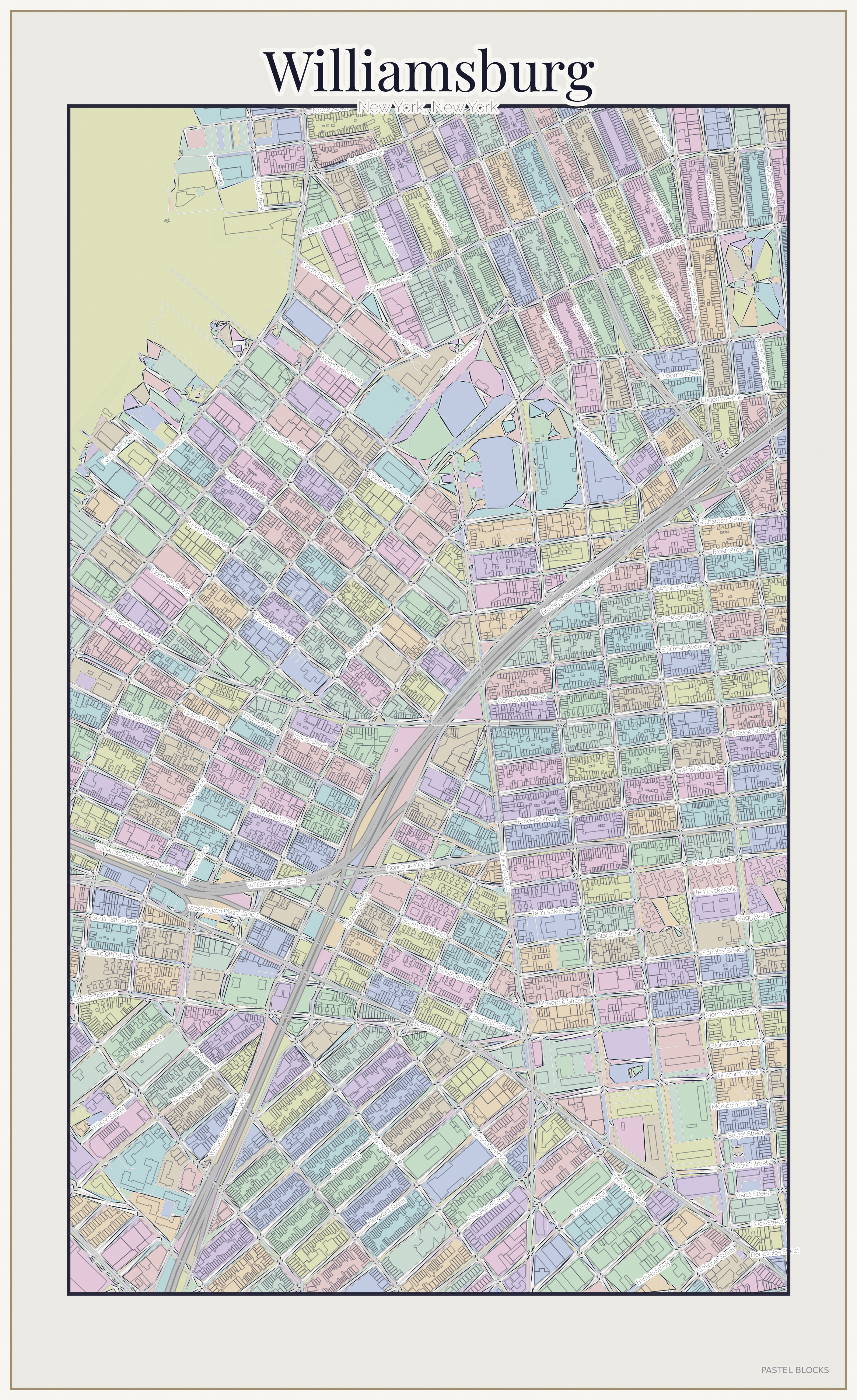 Williamsburg Pastel map