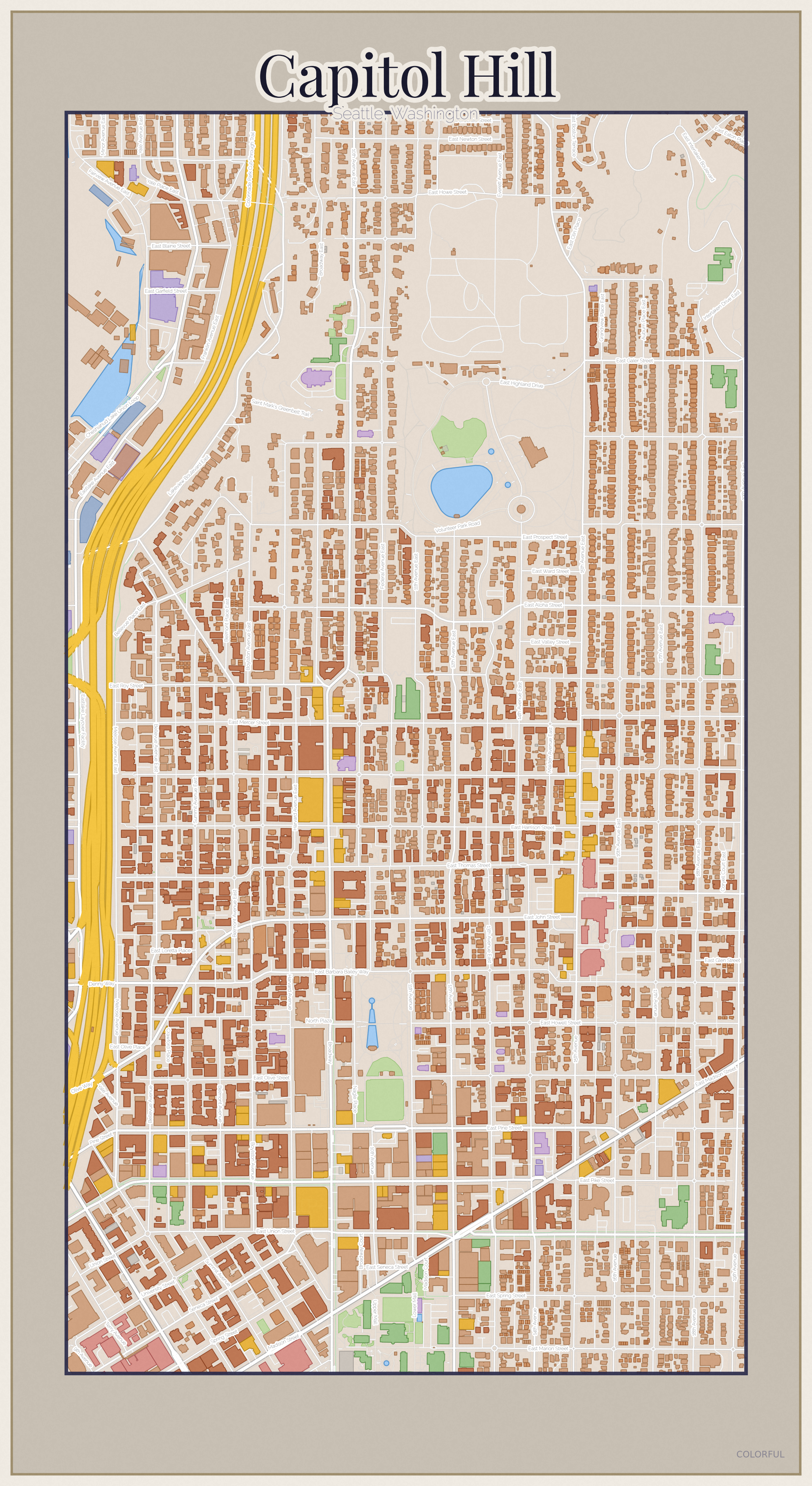 Capitol Hill Colorful map