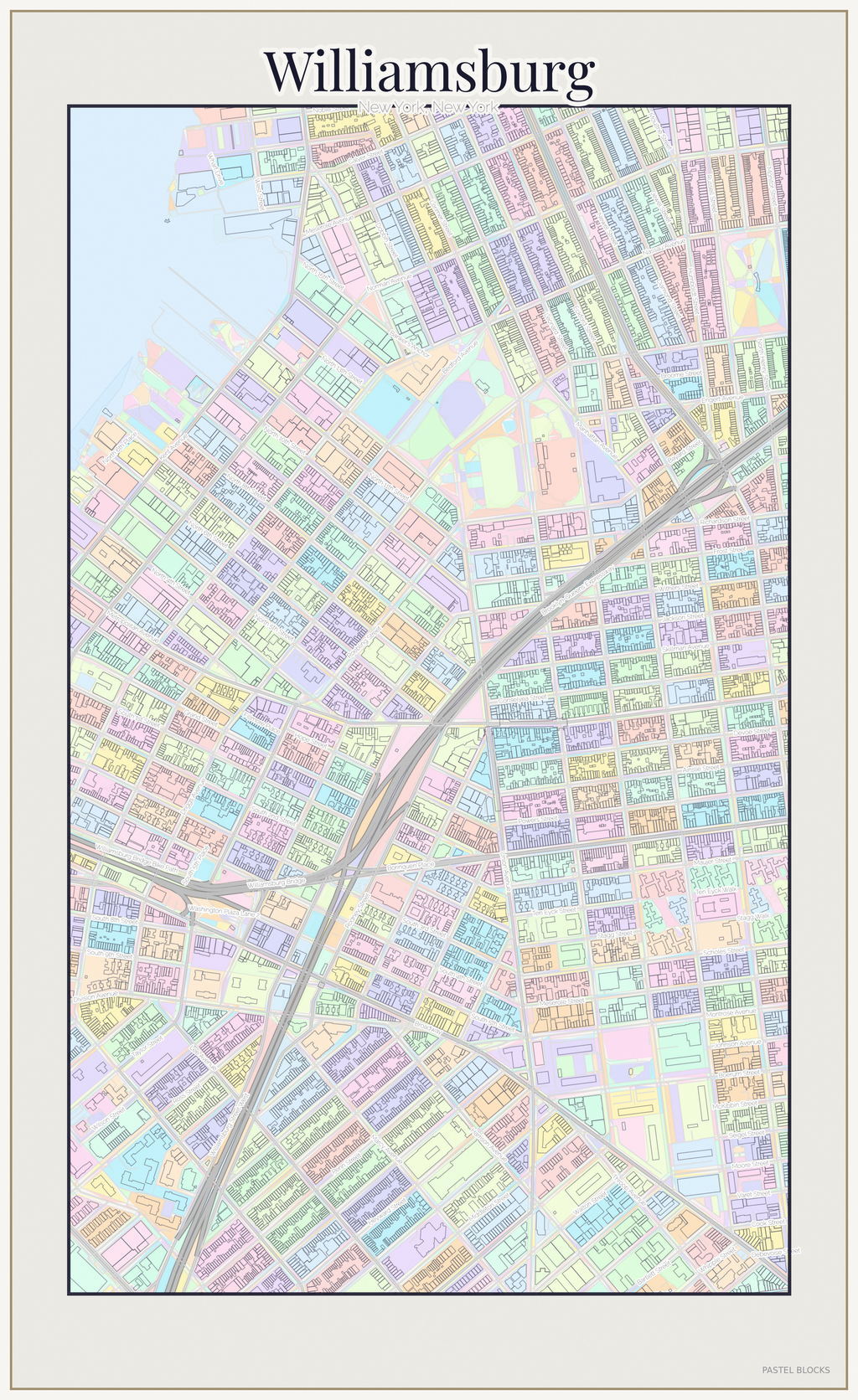 Williamsburg Pastel map