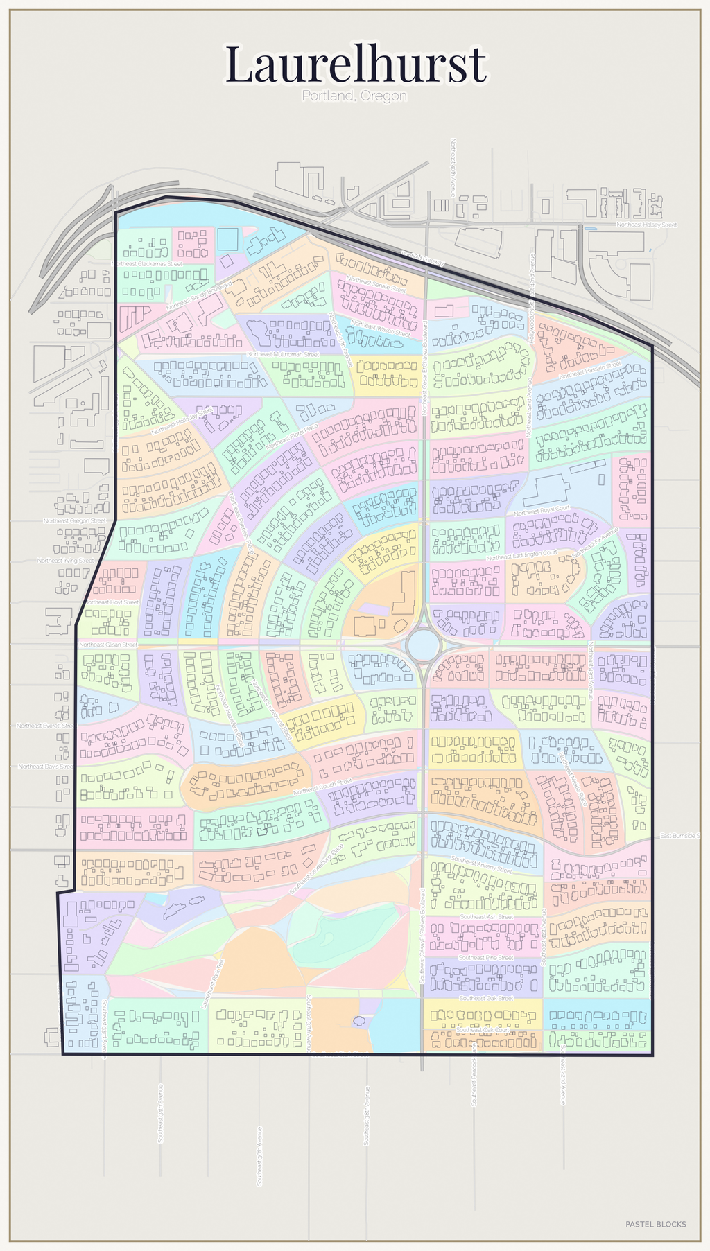 Laurelhurst Pastel map