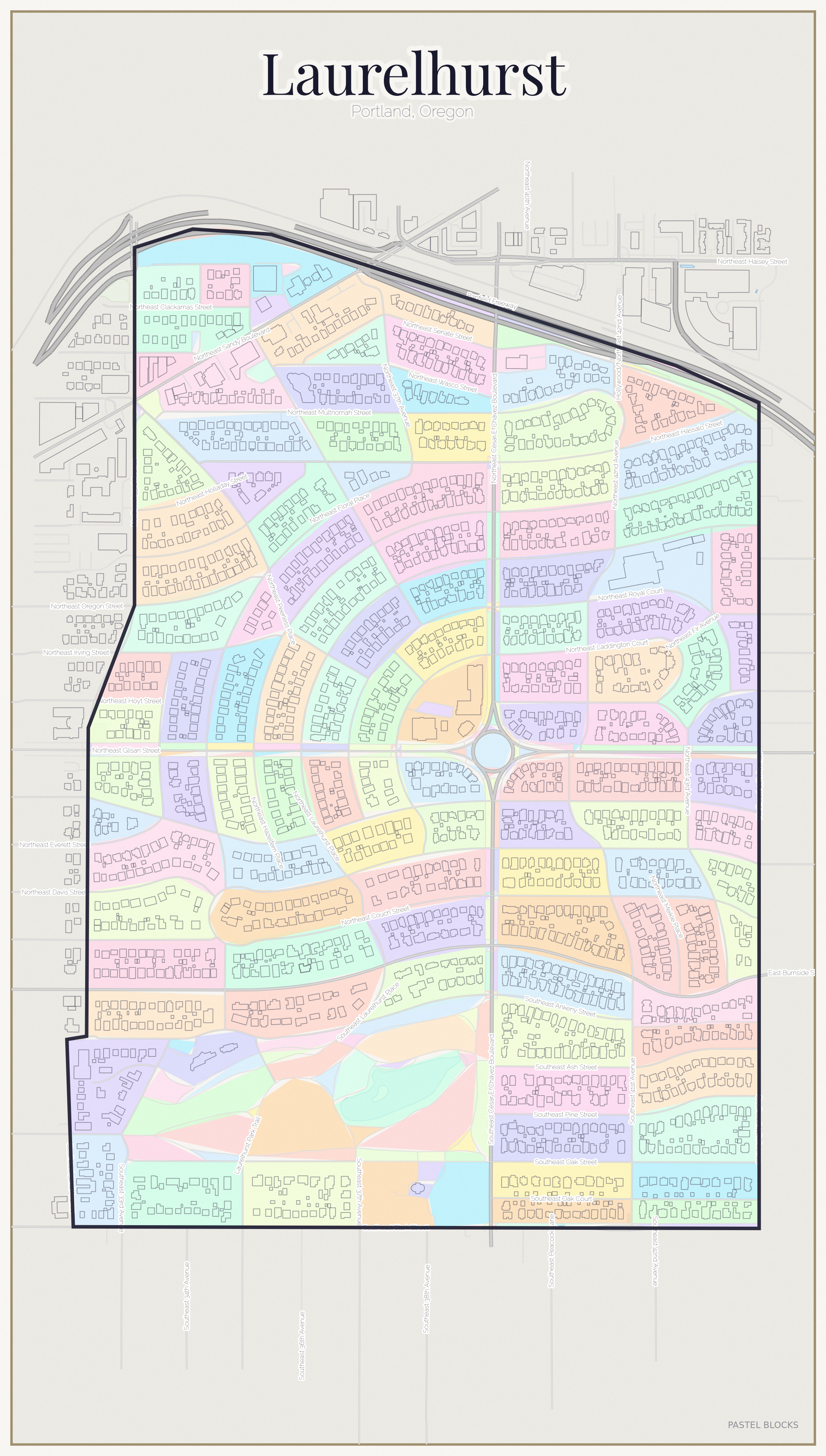 Laurelhurst Pastel map